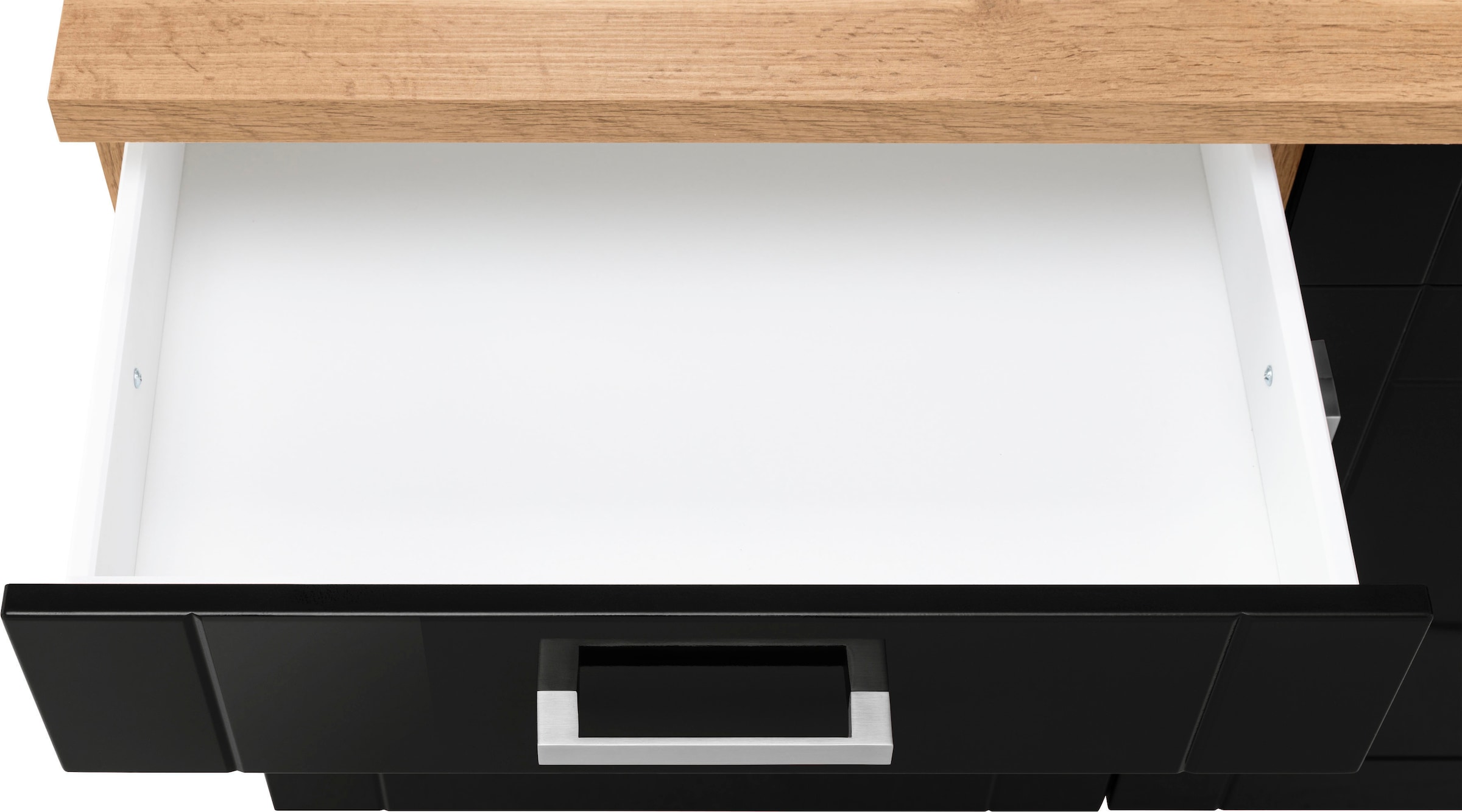 KOCHSTATION Unterschrank »KS-Tinnum«, 120 cm breit, Metallgriffe, MDF Fronten, 2 Schubkästen, 2 Türen
