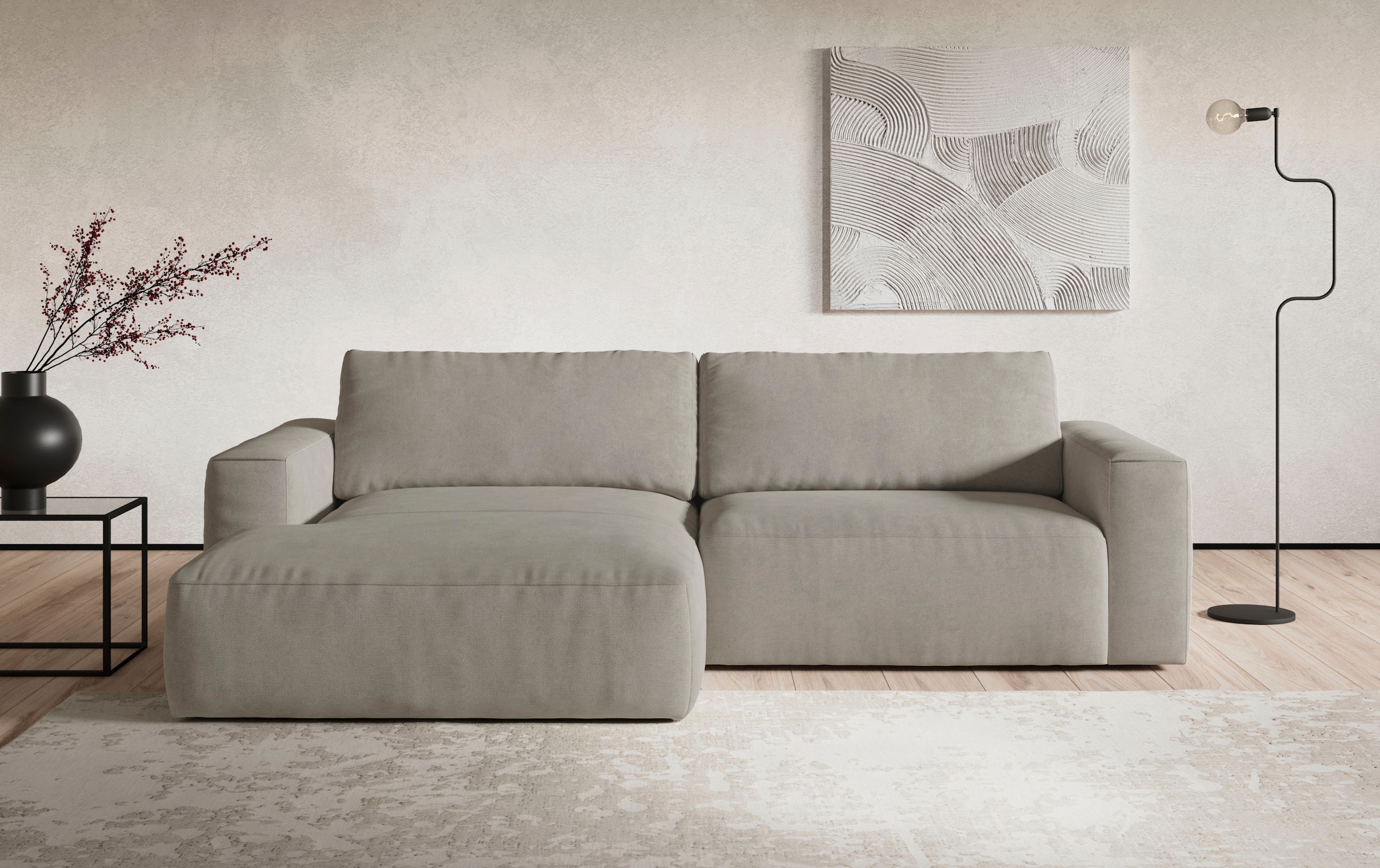 COTTA Ecksofa "Lasso L-Form, B: 288 cm, XL Sofa, Top Modern" XL Recamiere B:114 cm, bequeme Wellenunterfederung, viele Stoffe