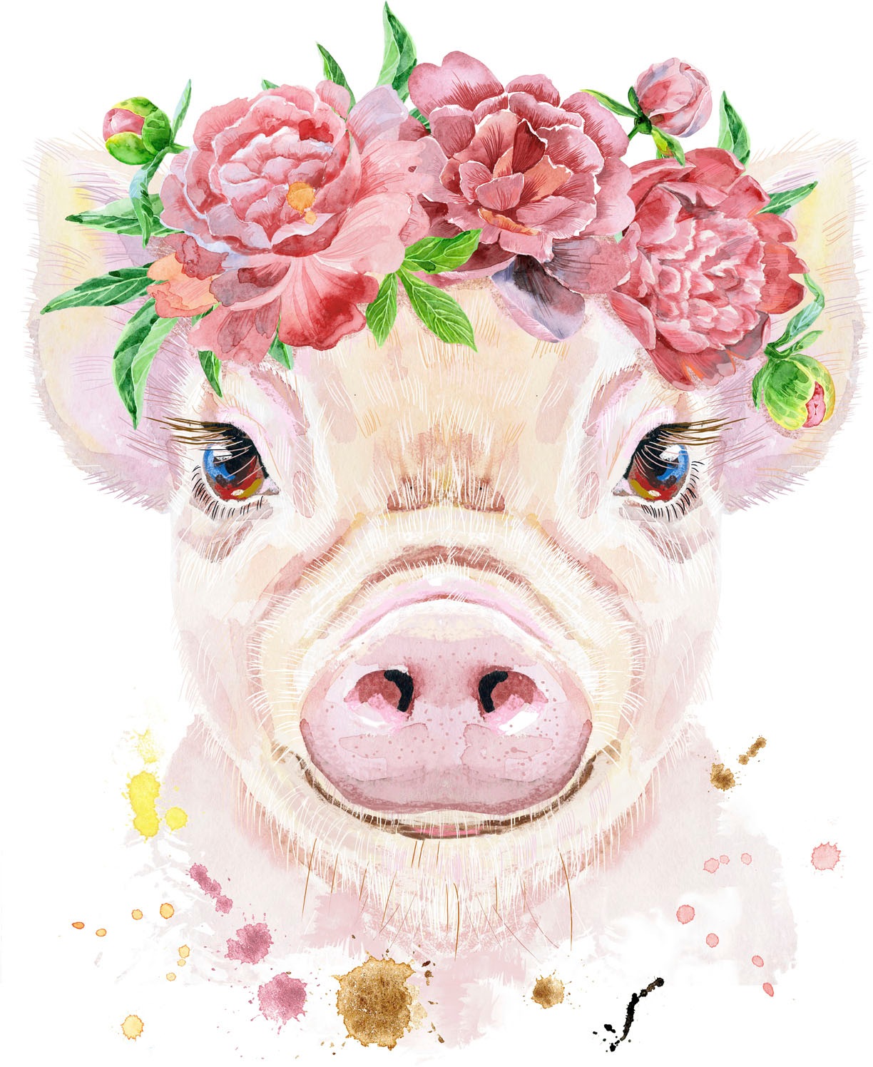 queence Metallbild "Galona", Blumen-Schwein-Tiere, (1 St.), Stahlschild, Bl günstig online kaufen