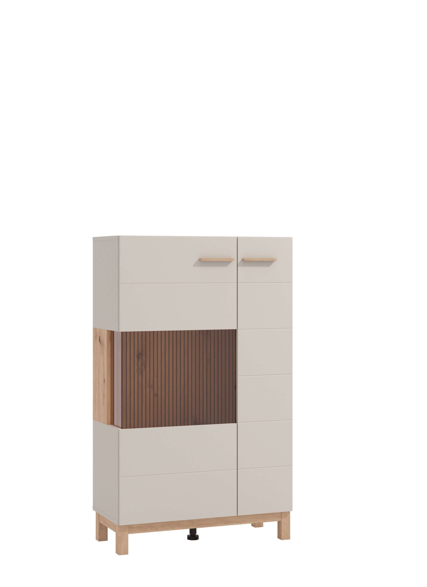 Home affaire Highboard »Essex, Hochkommode, Vitrine, Glasvitrine, Kombi-Highboard« Modernes Highboard in Kaschmir mit Glasfront & Lamellen-Optik