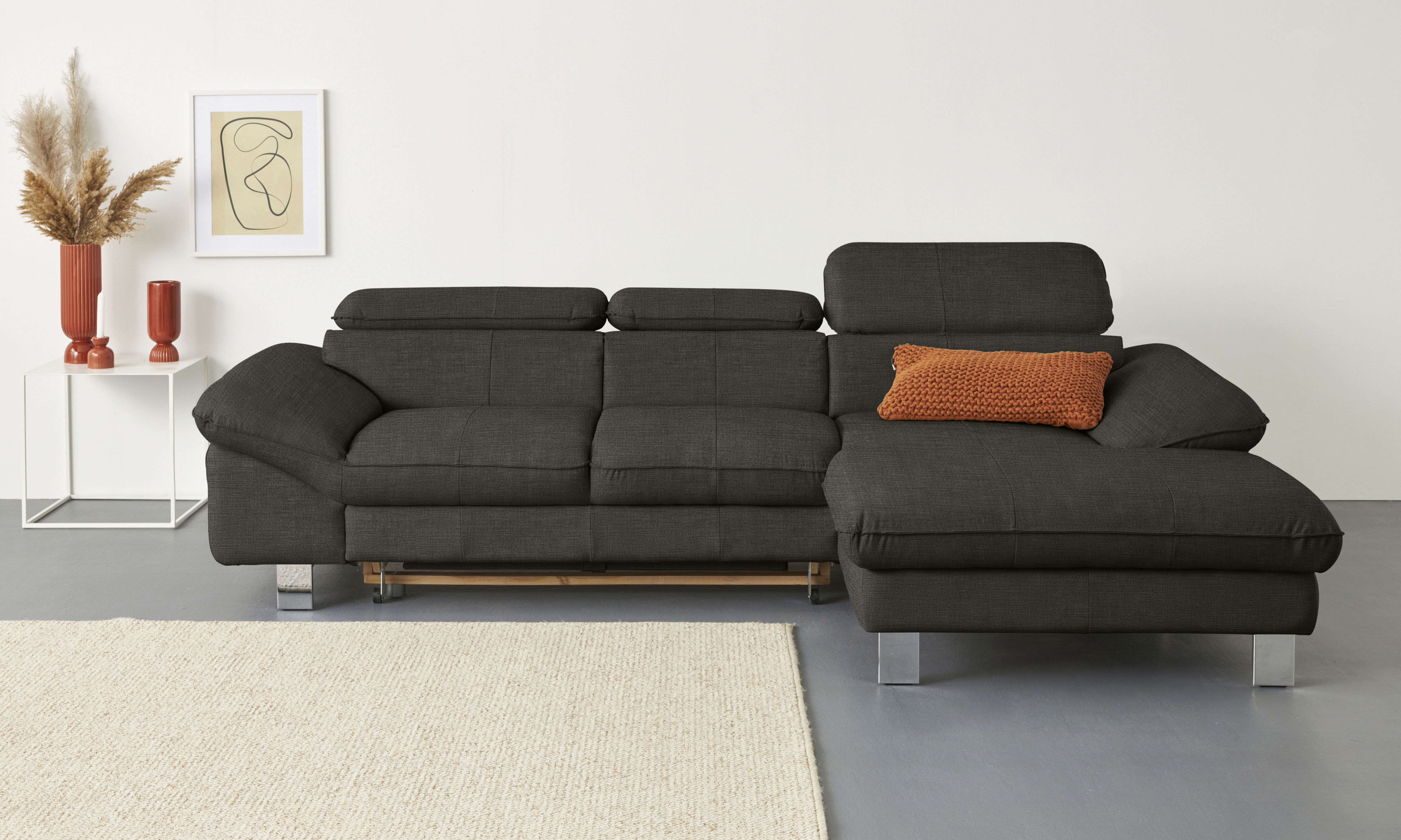 COTTA Ecksofa "Driver L-Form, B:268 cm, moderne Couch mit Wellenunterfederung" Kopfteilverstellung, optional Schlaffunktion & Bettkasten