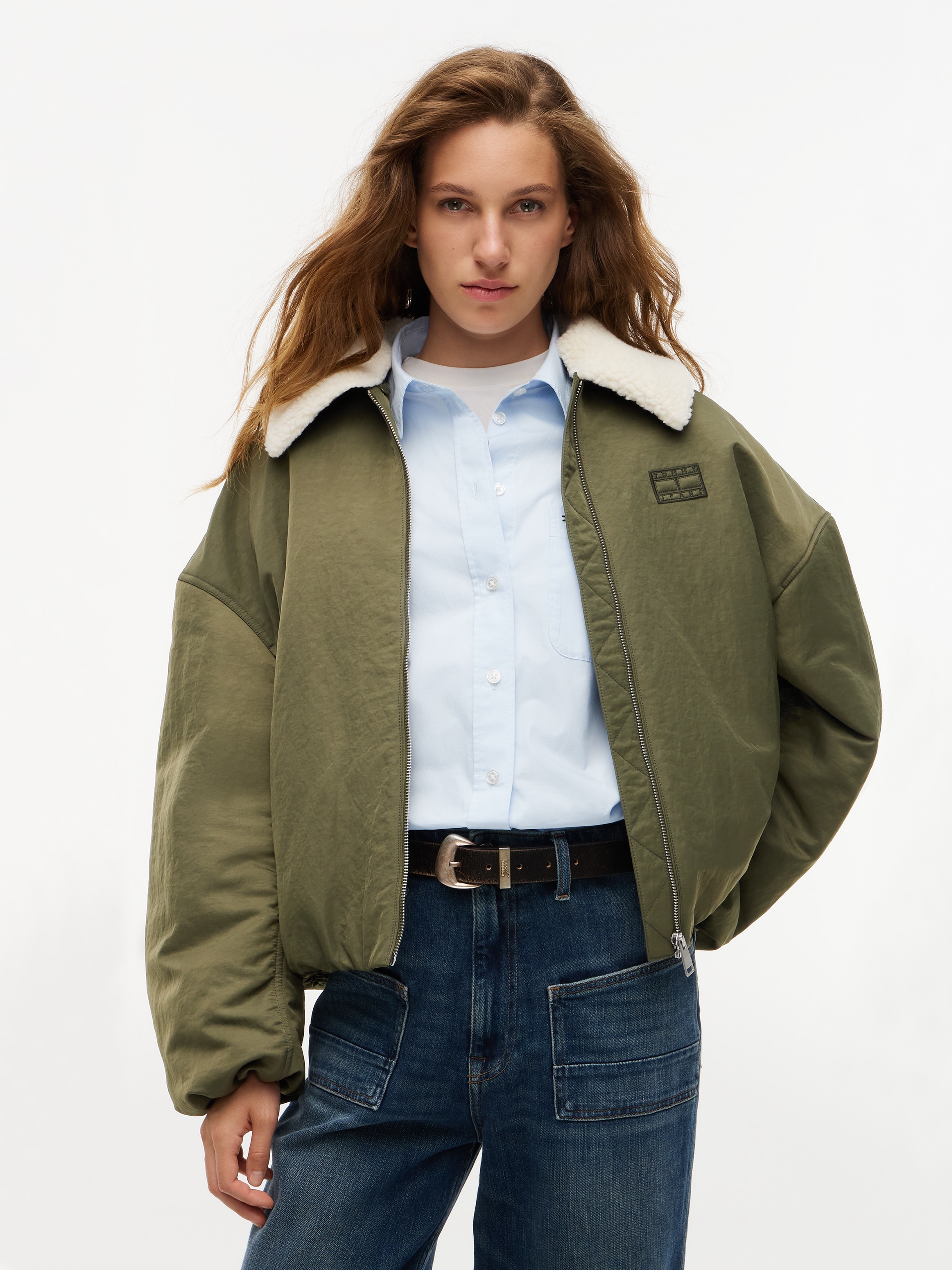 Tommy Jeans Bomberjacke "TJW FUR COLLAR UTILITY BOMBER" Kunstfaser, mit Fellimitat