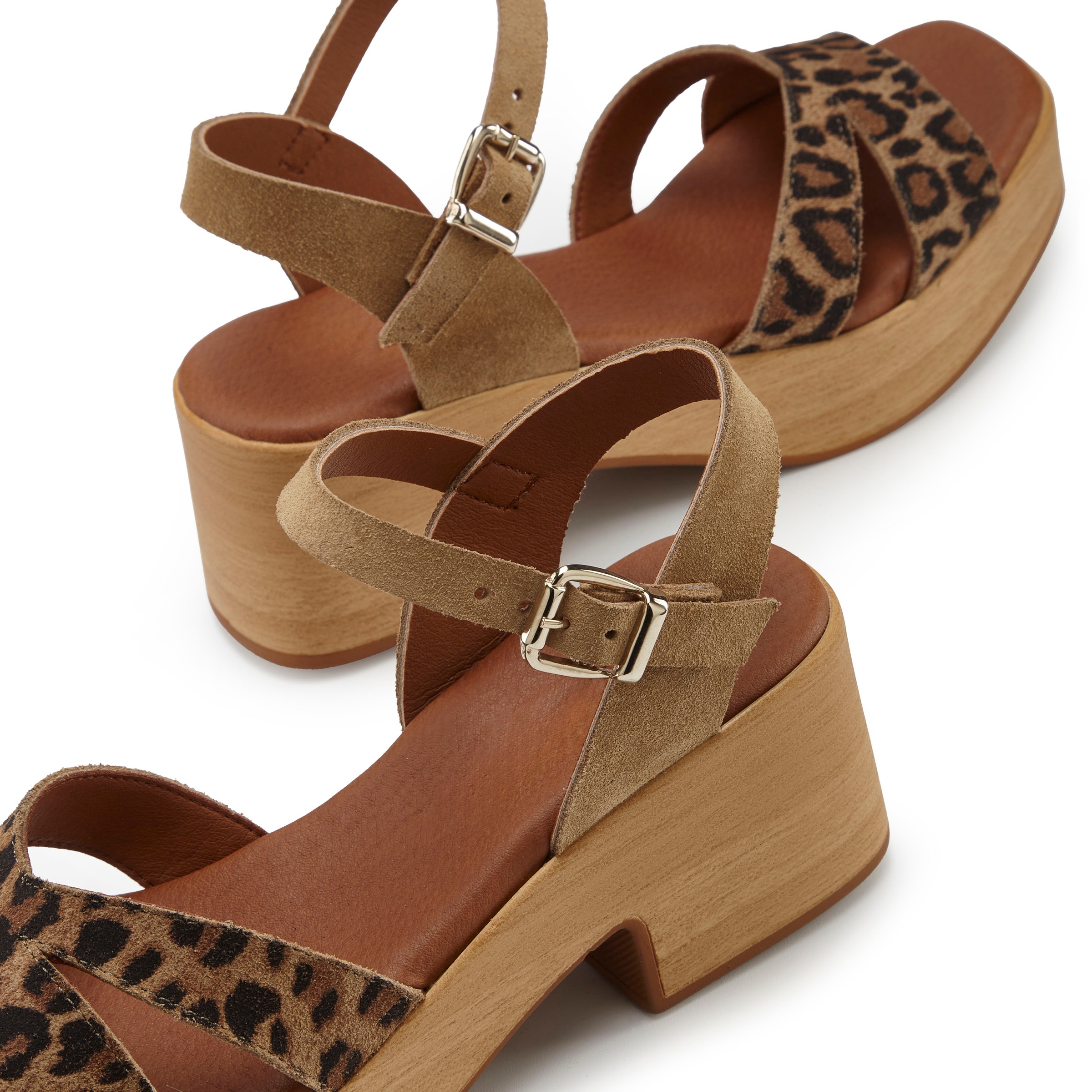 French Connection Sandalette, Sandale, offener Schuh aus Leder mit Blockabsatz
