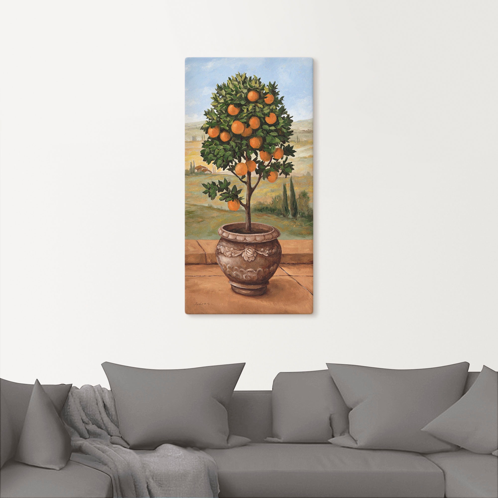 Leinwandbild ARTLAND "Orangenbaum", grün (farbe bild(er): grün), B:30cm H:60cm, Bilder, Leinwandbild, auf Holzrahmen gespannt 2