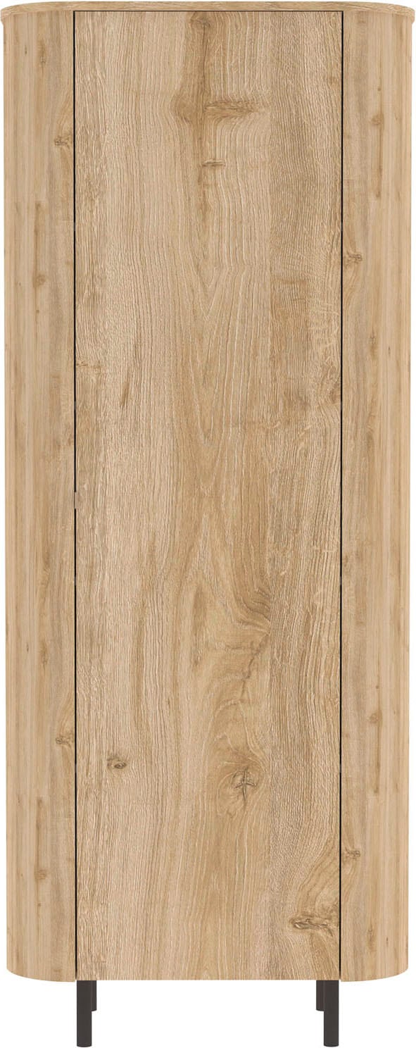 Home affaire Hochschrank »Murano, Stauraumschrank H 200 cm, B 80 cm, 1 Tür, Mehrzweckschrank« Formgebogenes MDF, Stirnseiten mit Rundung, Füße und Griffe aus Metall