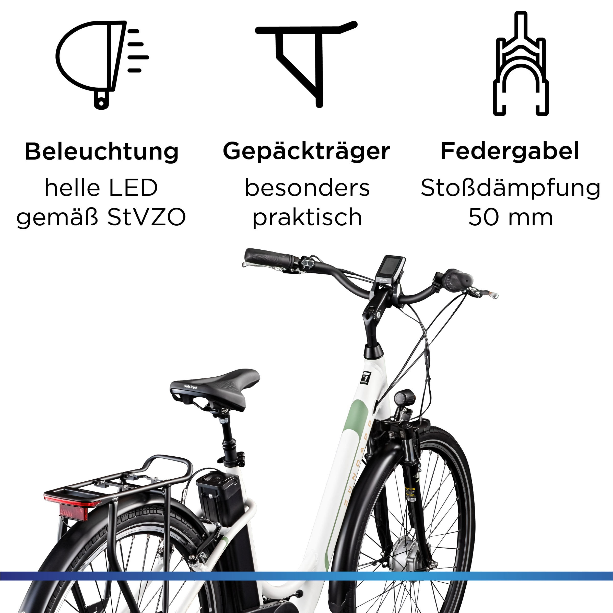 Zündapp »Z510« 3 Gang Nabenschaltung Frontmotor 250 W E Bike 28 Zoll Damenfahrrad ab 155 cm mit 3 Gang Nabenschaltung