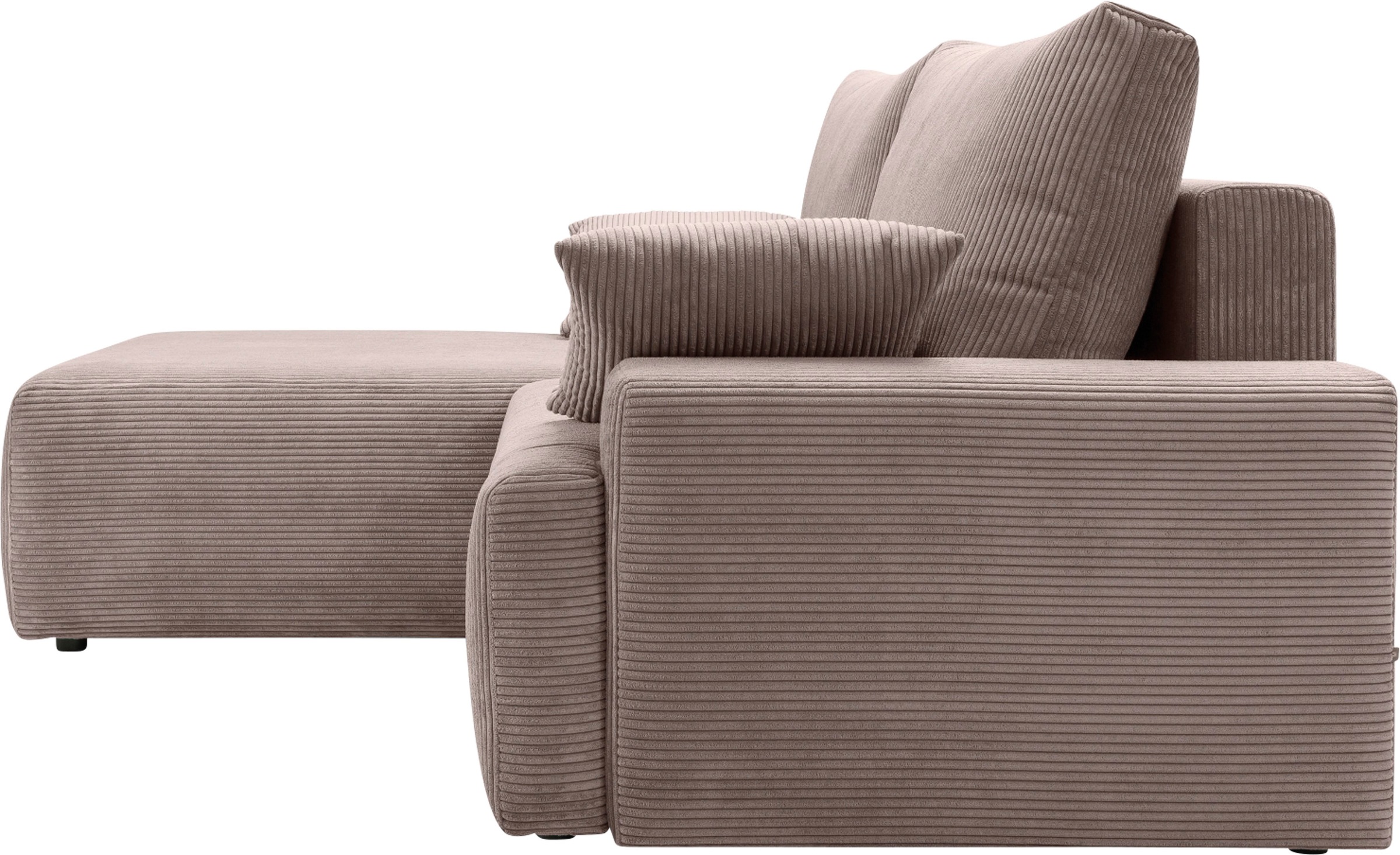 exxpo - sofa fashion Ecksofa »Orinoko, aktuelles Design und hoher Sitzkomfort, L-Form«, inkl. Bettfunktion und Bettkasten, schöne Farben im angesagten Cord