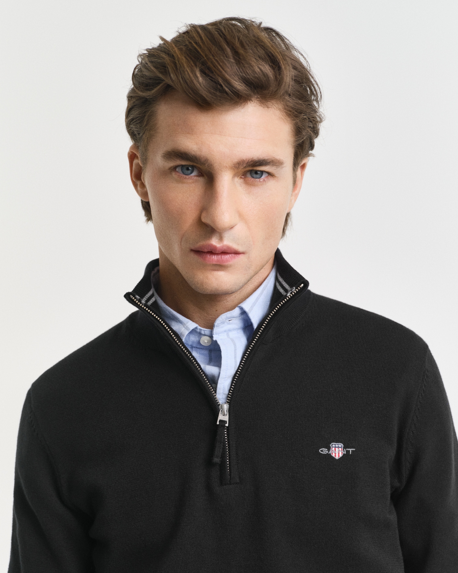 Gant Troyer »CLASSIC COTTON HALF ZIP«, mit gerippten Details