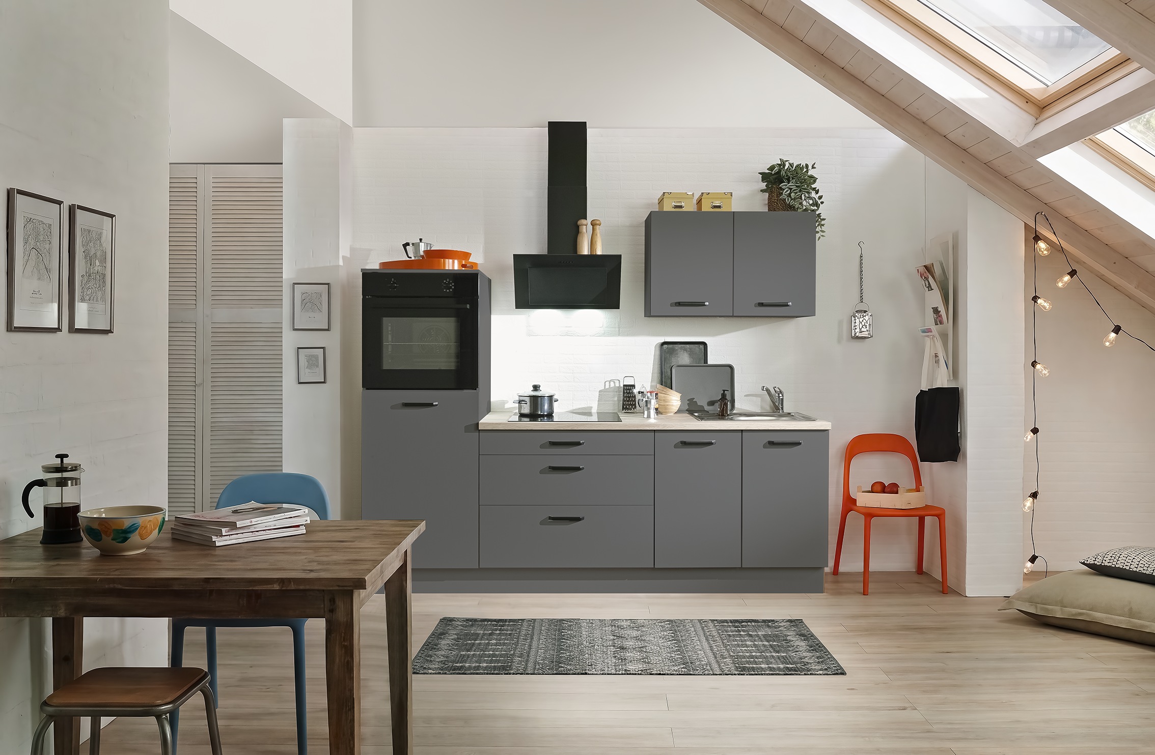 wiho Küchen Küchenzeile "Compact" Breite 240cm, wahlweise mit Geräten (ohne Kühlschrank)