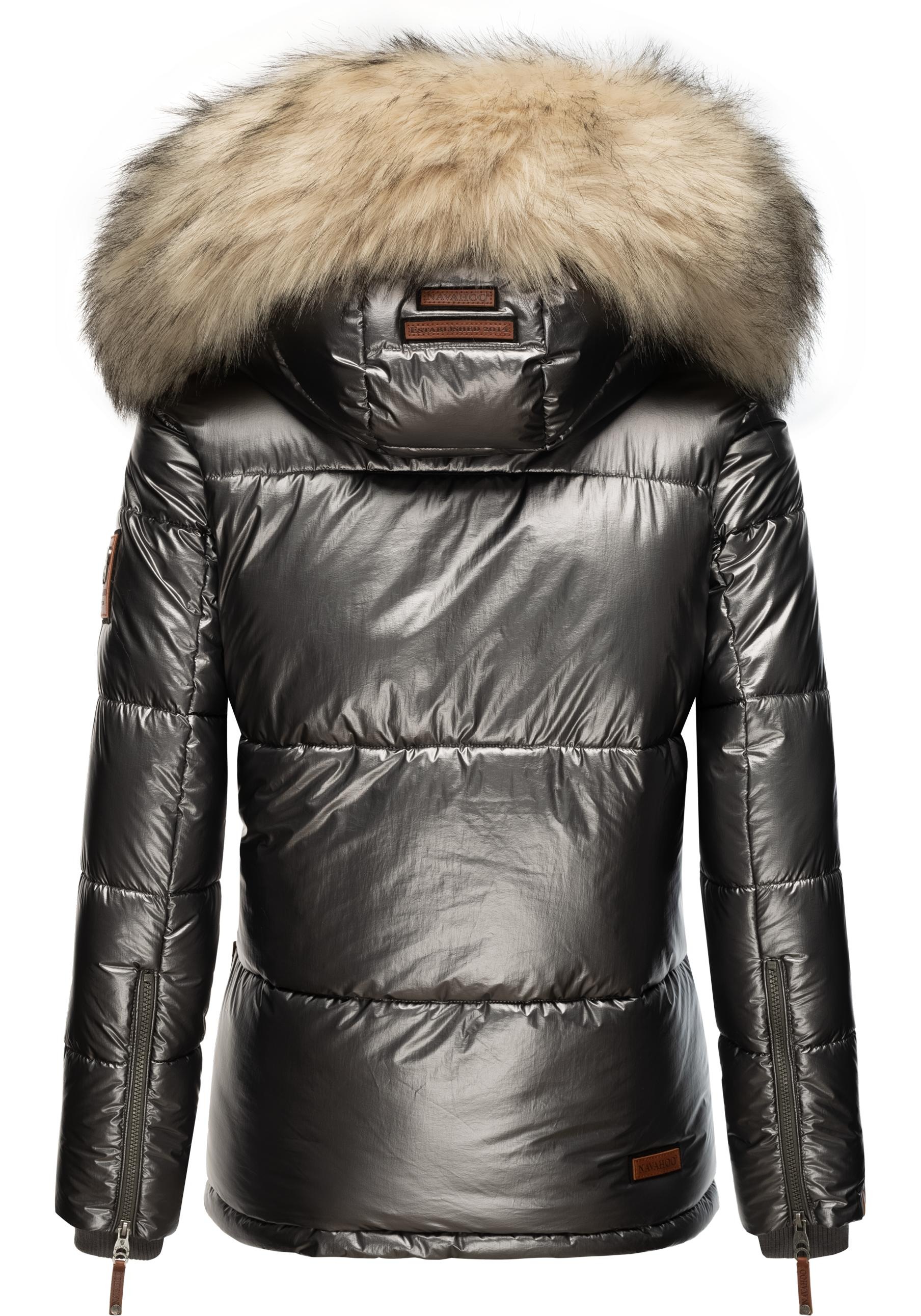 Navahoo Winterjacke »Tikunaa«, mit Kapuze, warm gefütterte Damen Steppjacke mit Kunstfellkapuze