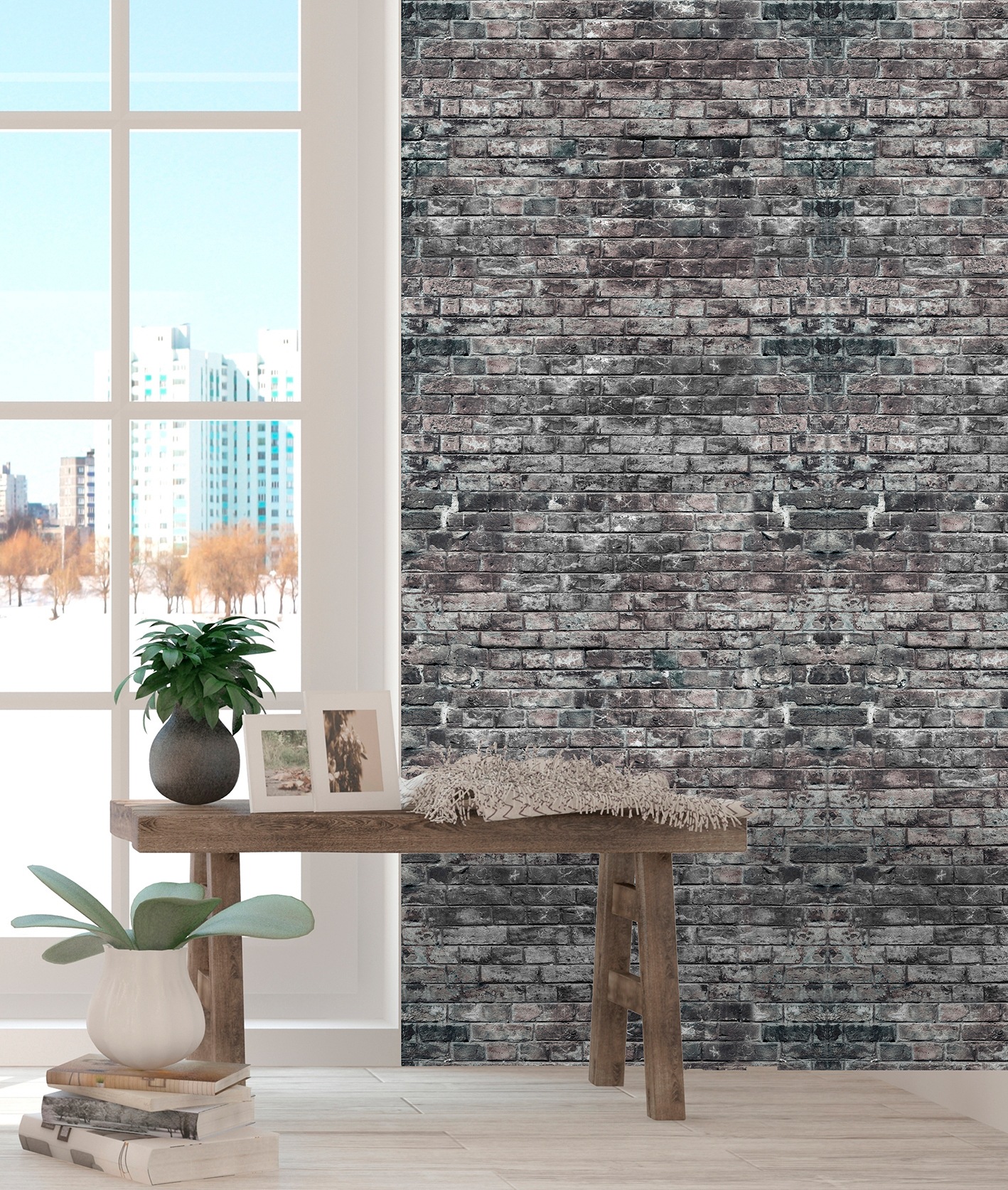 queence Vinyltapete »The Wall«, Steinoptik, 90x250cm, selbstklebend, kinderleichte Anbringung, Sticker