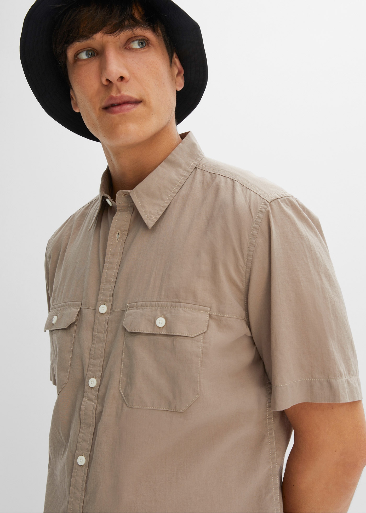 bonprix Kurzarmhemd "Kurzarmhemd aus reiner Baumwolle" Regular Fit, aus Bau günstig online kaufen