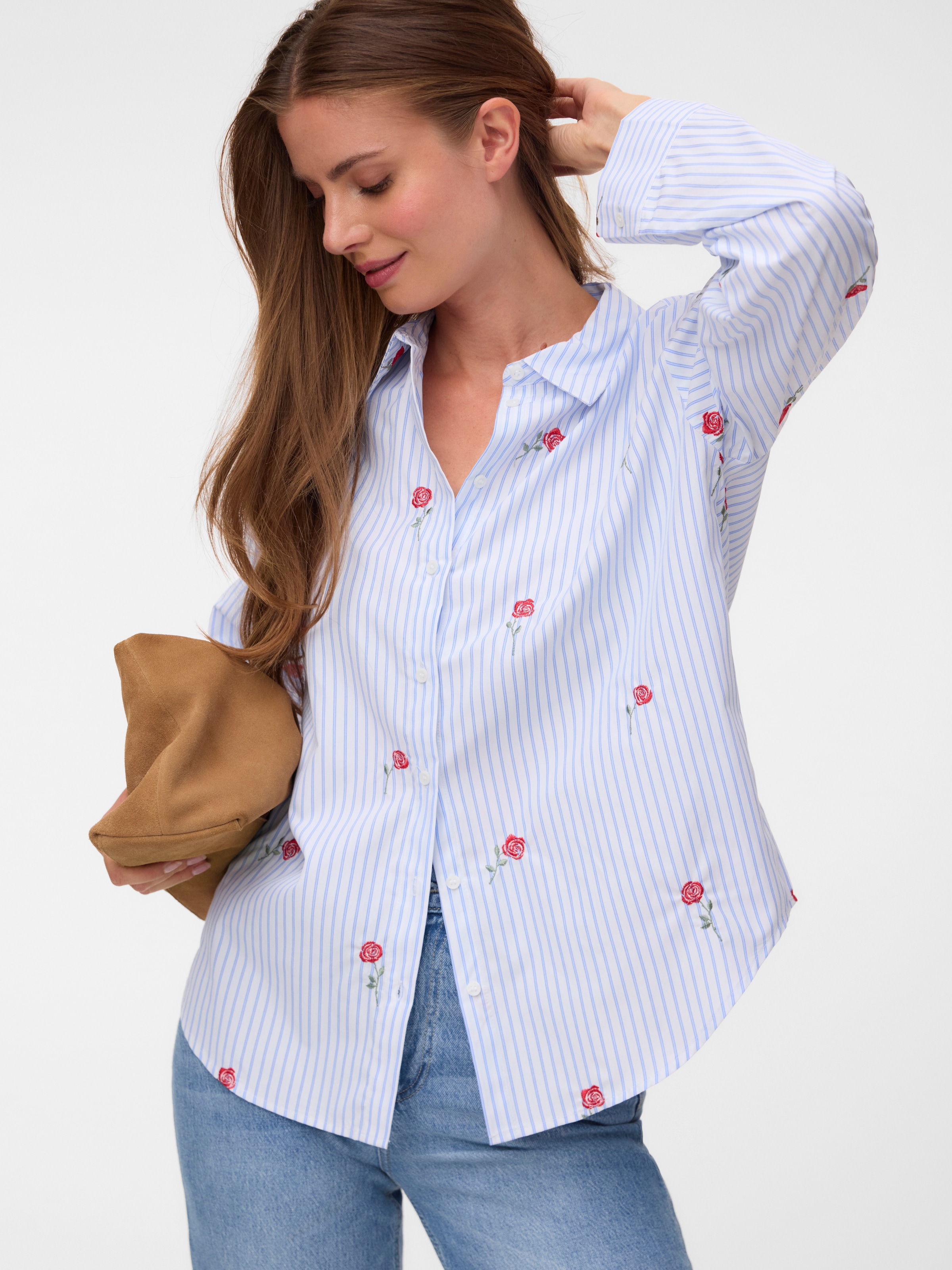 Vero Moda Hemdbluse "VMTIRA LS SHIRT WVN" Materialmix