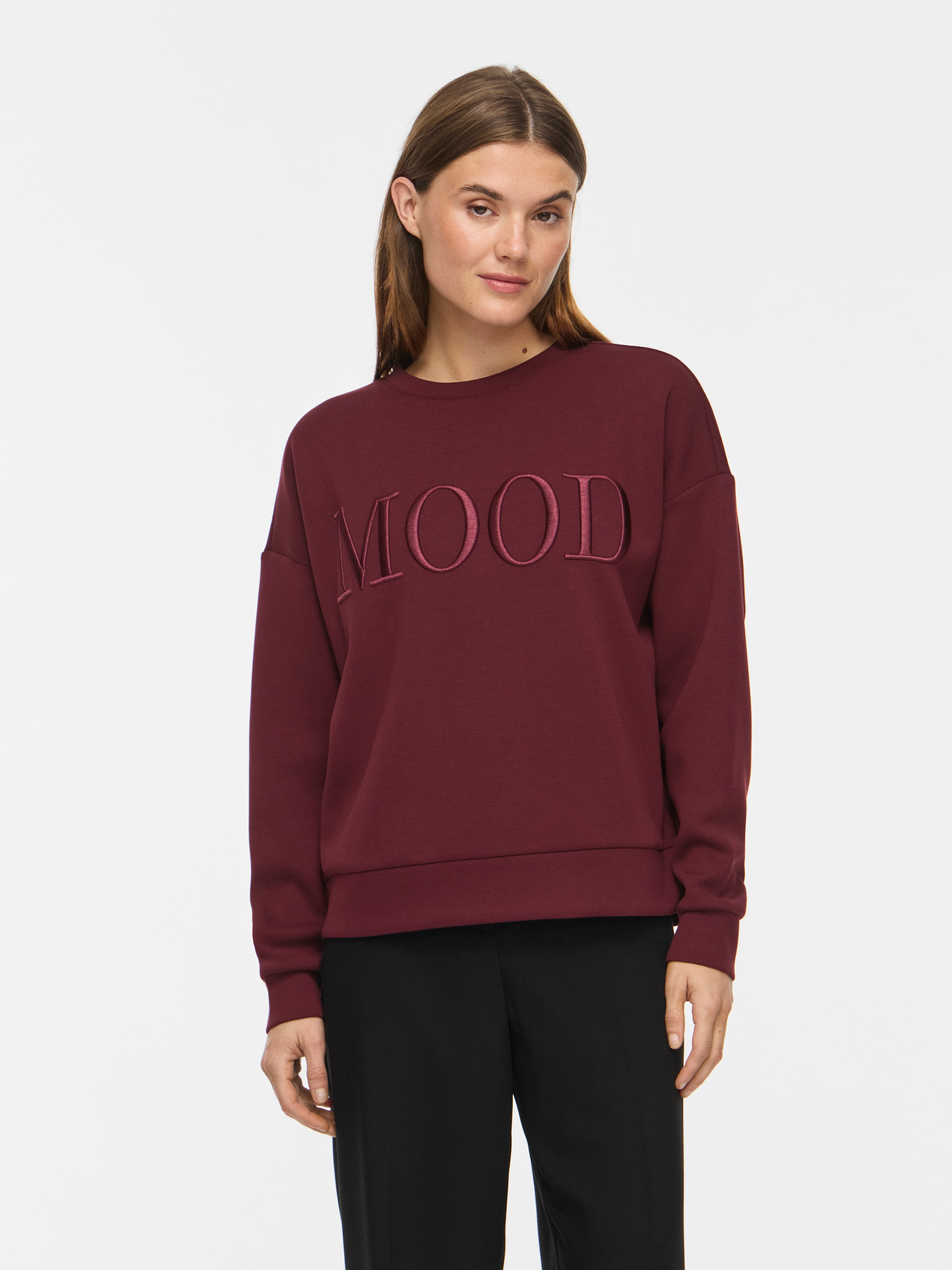Vila Sweater "VIREFLECT MOOD EMB L/S SWEAT TOP/R/3", Materialmix, loose fit