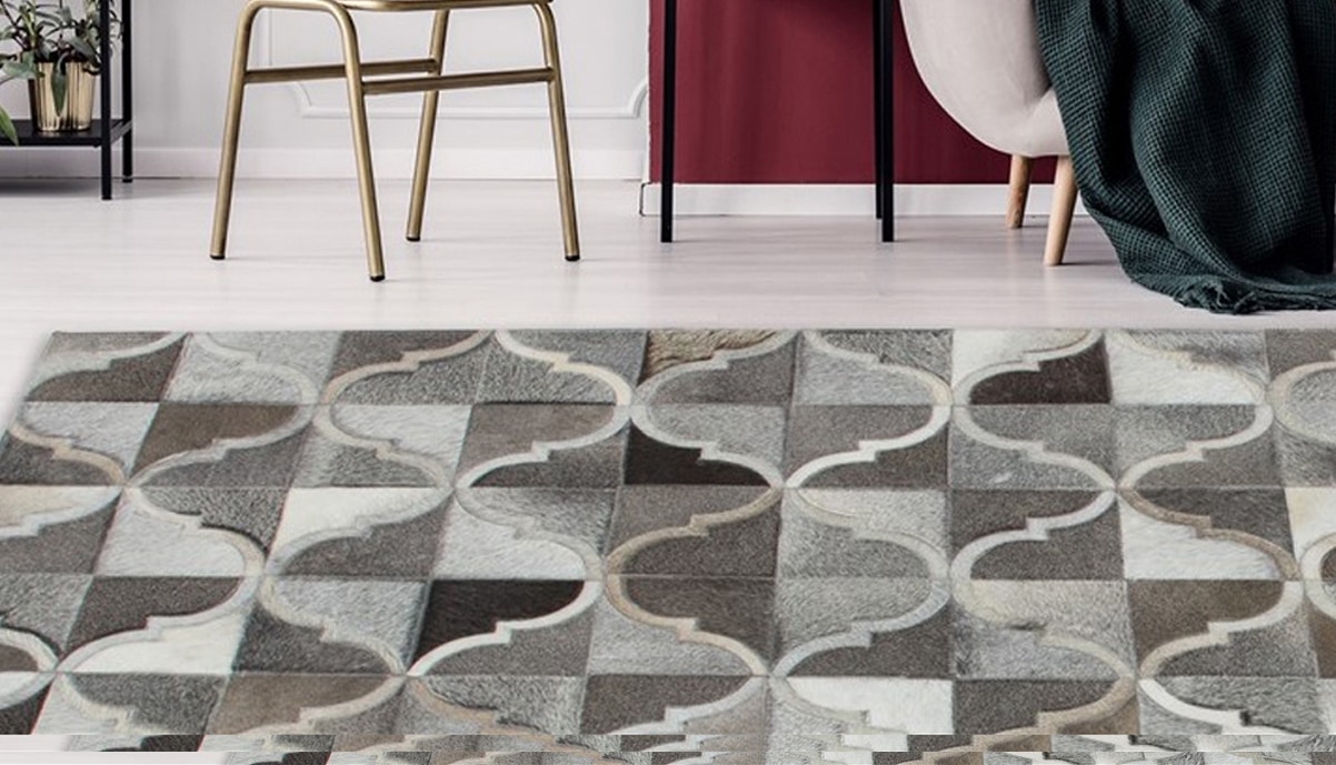 Kayoom Fellteppich »Lavish 310 Lederteppich«, rechteckig, 8 mm Höhe, Patchwork-echtes Leder-Fell, Wohnzimmer