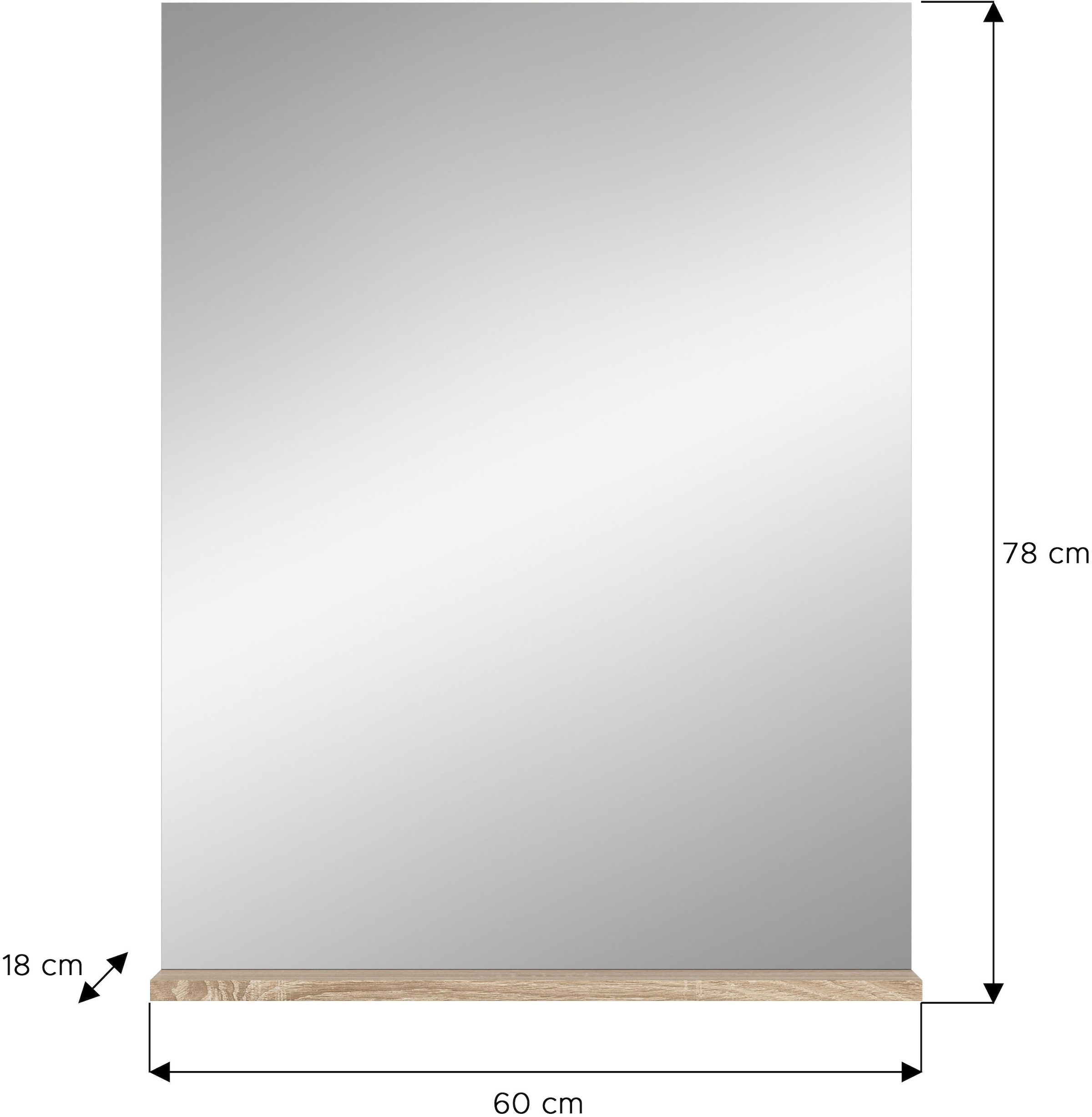 INOSIGN Badspiegel »Siena, Breite 60cm, 1 Ablageboden, hochwertiges Spiegelglas«, in verschiedenen Farben erhältlich, Badmöbel, Spiegel, Badezimmer
