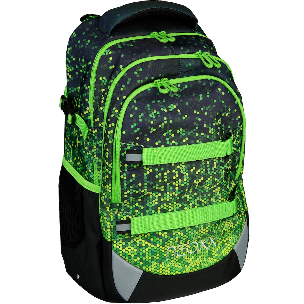 neoxx Schulrucksack »Active, Pixel in my mind«, reflektierende Details, aus recycelten PET-Flaschen