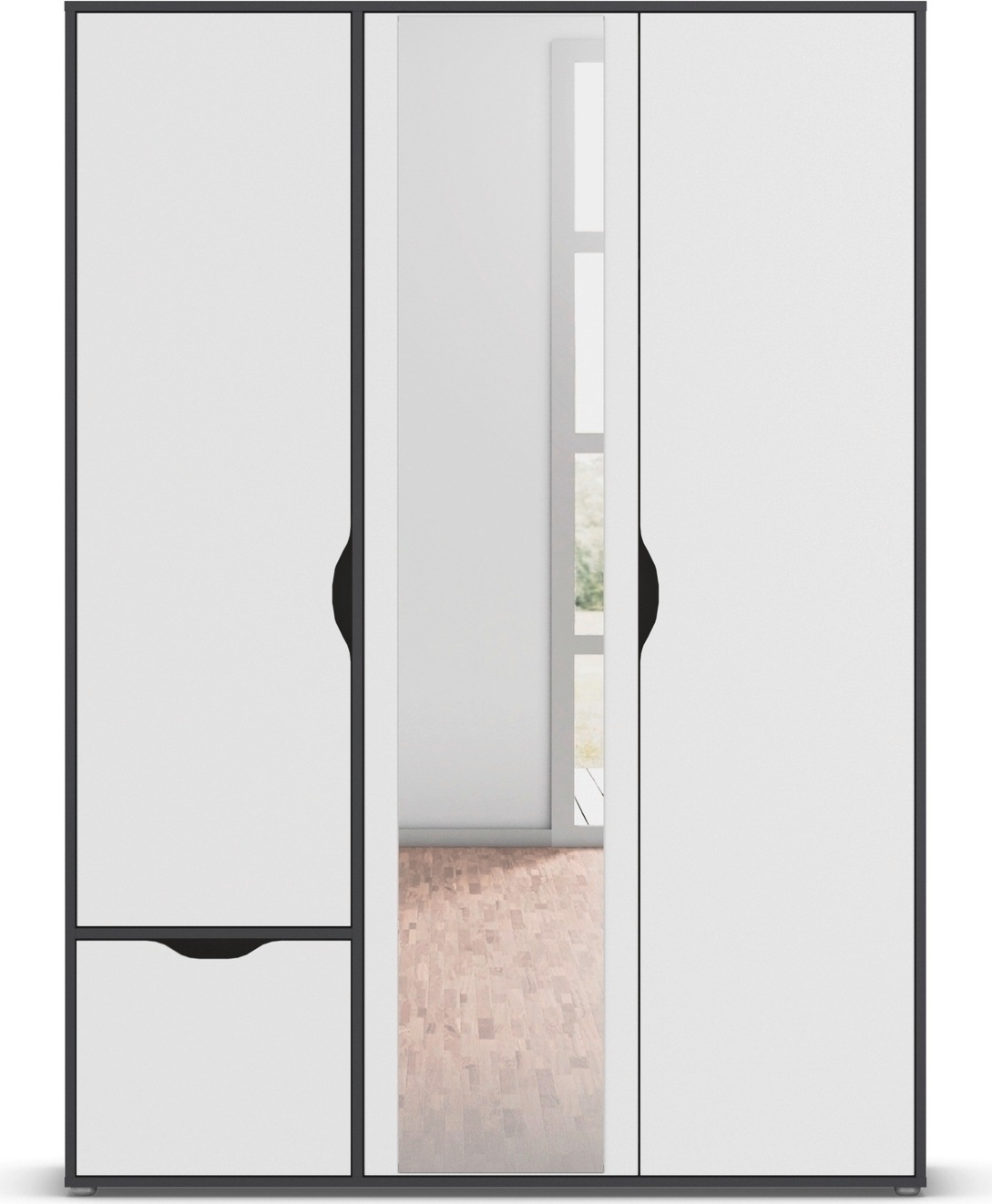 rauch Drehtürenschrank »Kleiderschrank Schrank Garderobe Wäscheschrank NARAI mit Schubladen«, (in 3 verschiedenen Ausstattungen BASIC/CLASSIC/PREMIUM), Griffausfräsungen für eine grifflose Optik TOPSELLER MADE IN GERMANY