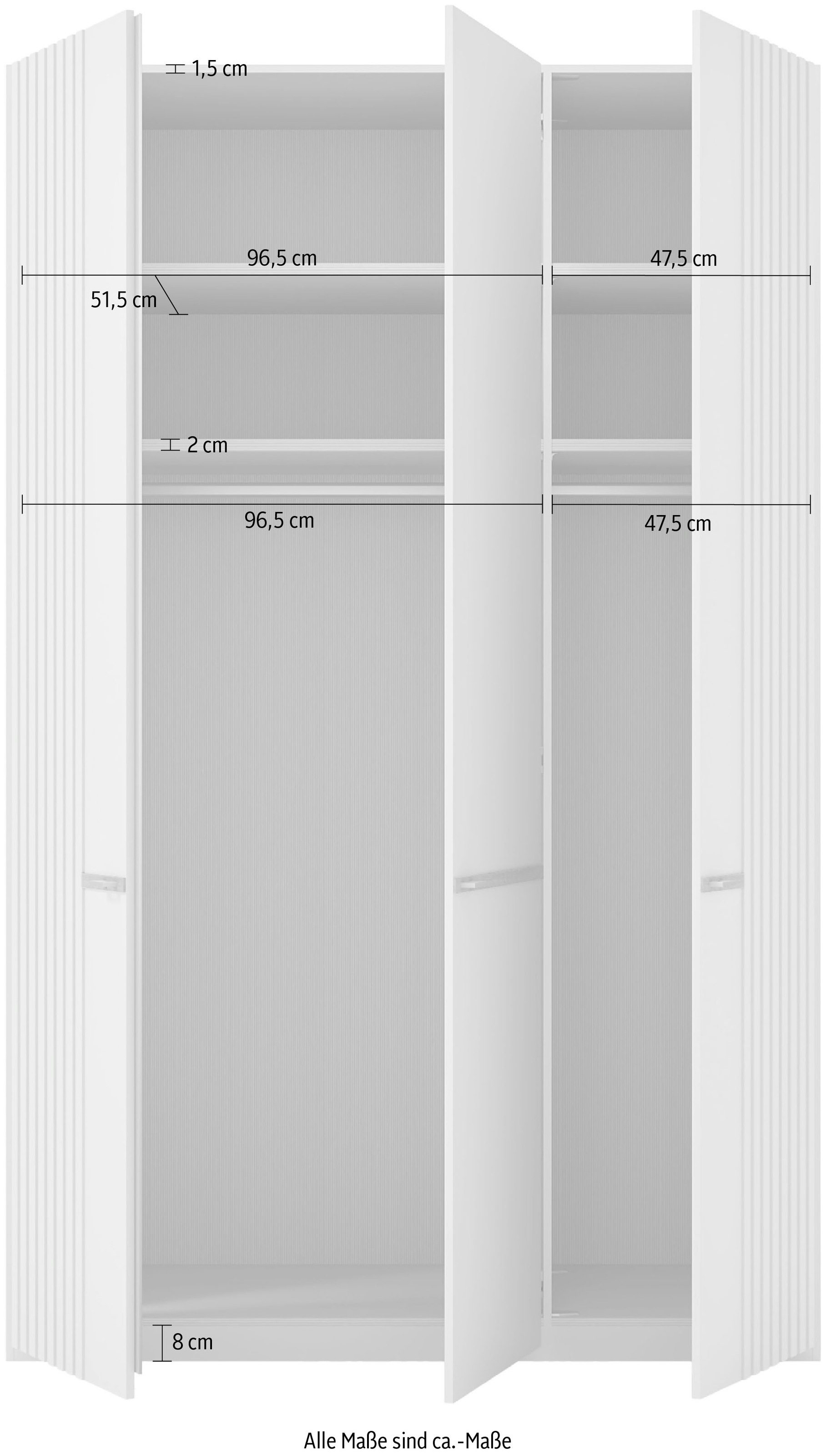 Musterring Drehtürenschrank »Isabelle«, Lamellen in Eiche, Griffe in silber, verschiedene Größen und Farben