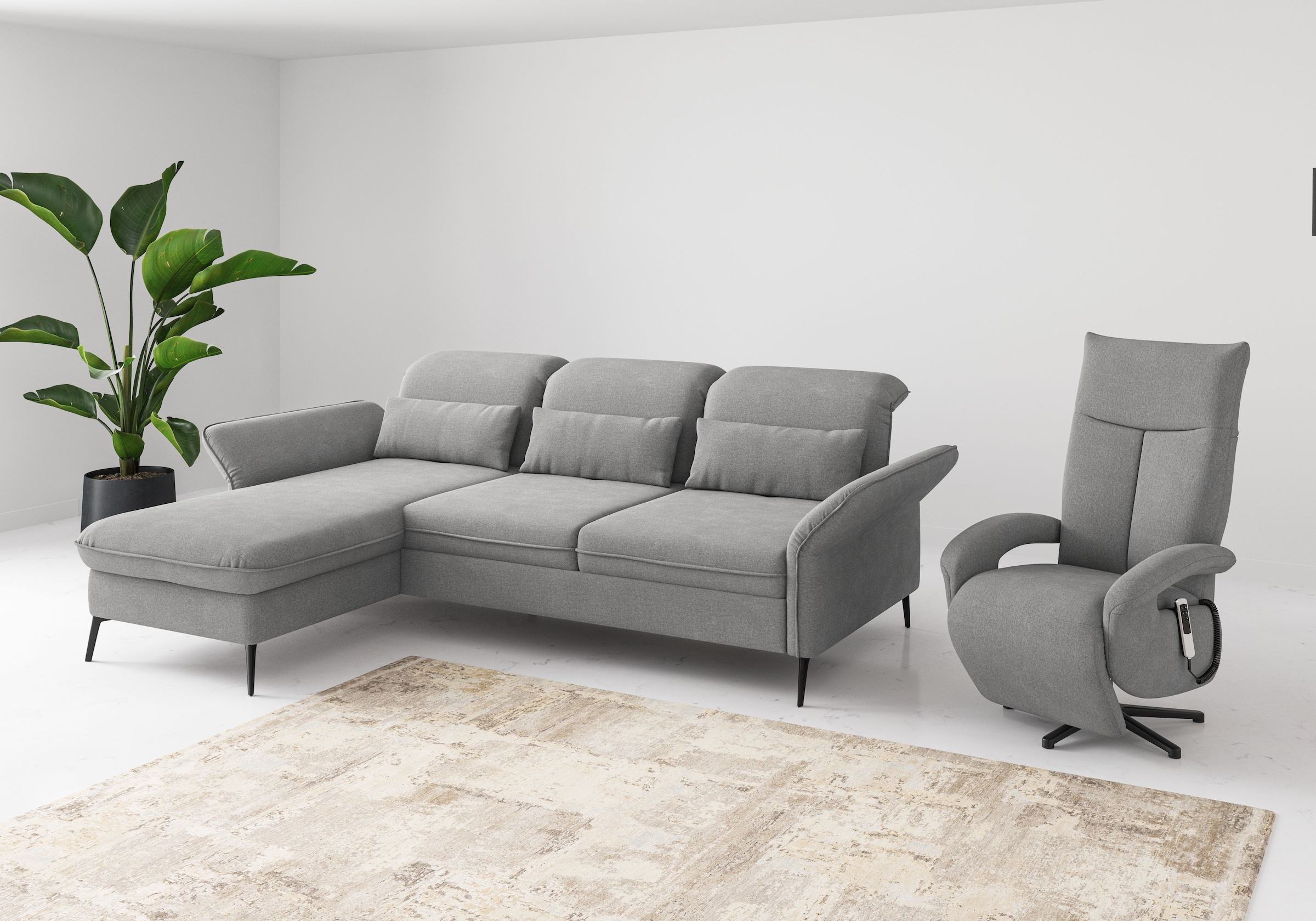 sit&more Ecksofa »Emely«, mit Sitztiefenverstellung optional mit Bettfunktion und Bettkasten