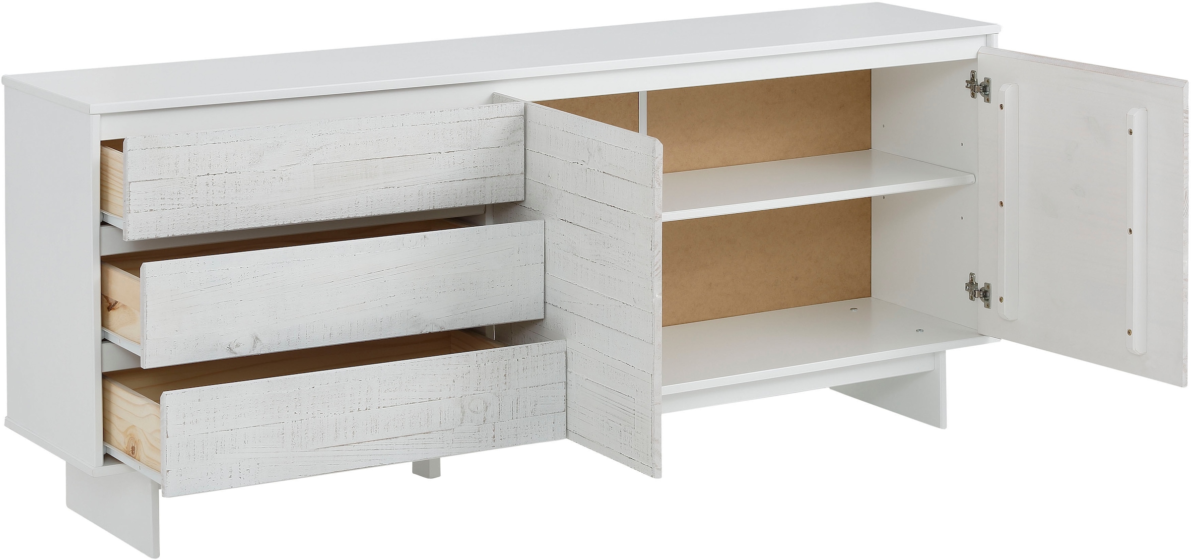 Home affaire Sideboard »Morgan«, Kommode aus massivem Kiefernholz, mit Griffmulden, Breite 165 cm