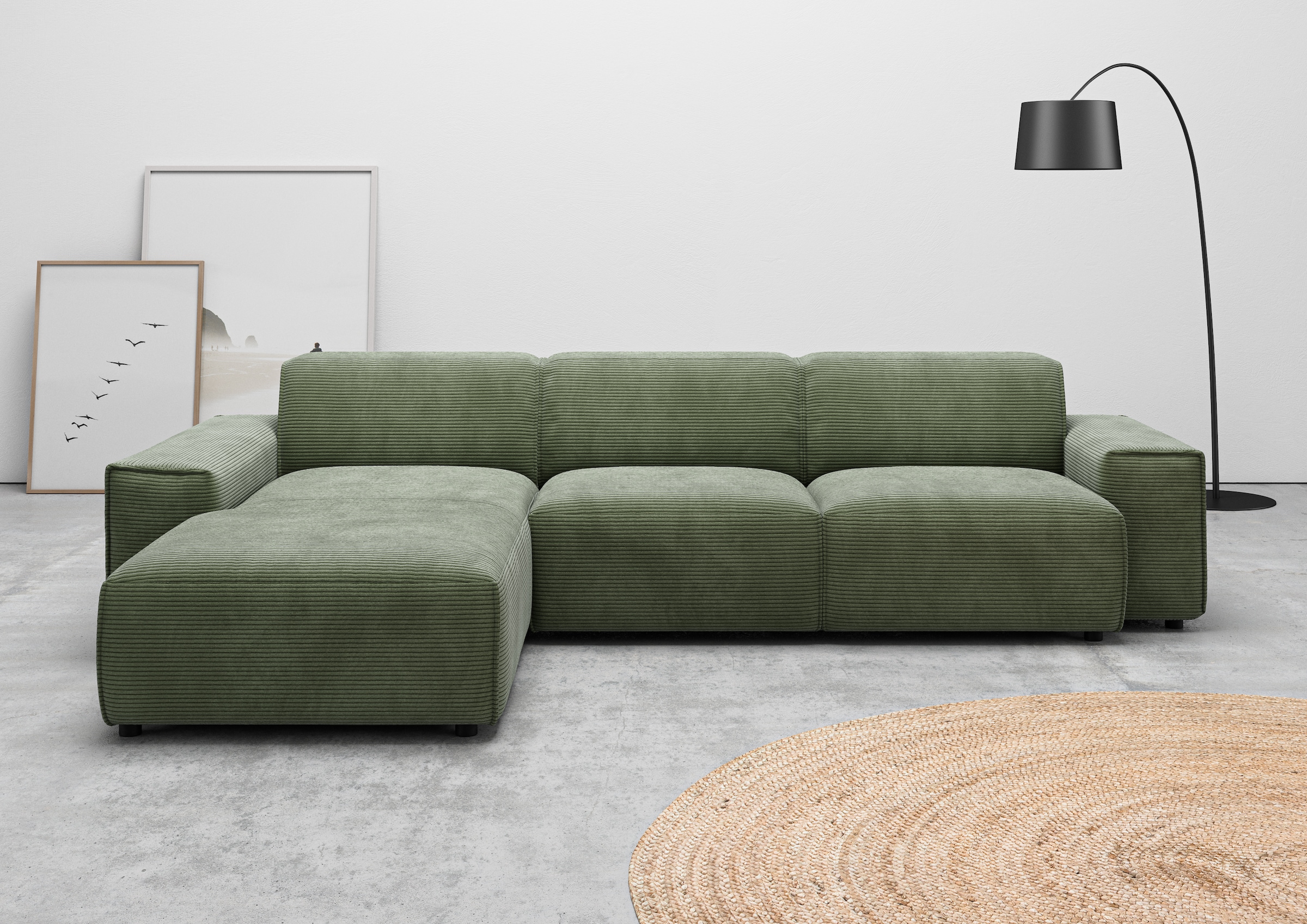 Home affaire Ecksofa "Glimminge auch in Breitcord, Feincord, Bouclé + Easy care-Bezug" L-Form, Breite 294, Zierkissen