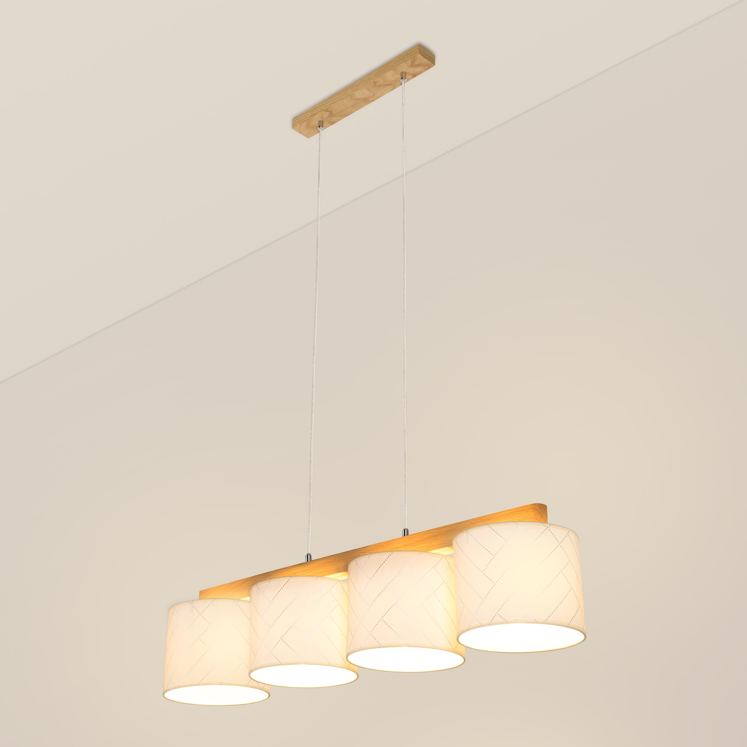 BRITOP LIGHTING Pendelleuchte »PUNTO«, 4 flammig, Leuchtmittel E27 | ohne Leuchtmittel, Hängeleuchte, Aus edlem Eichenholz, Kürzbar