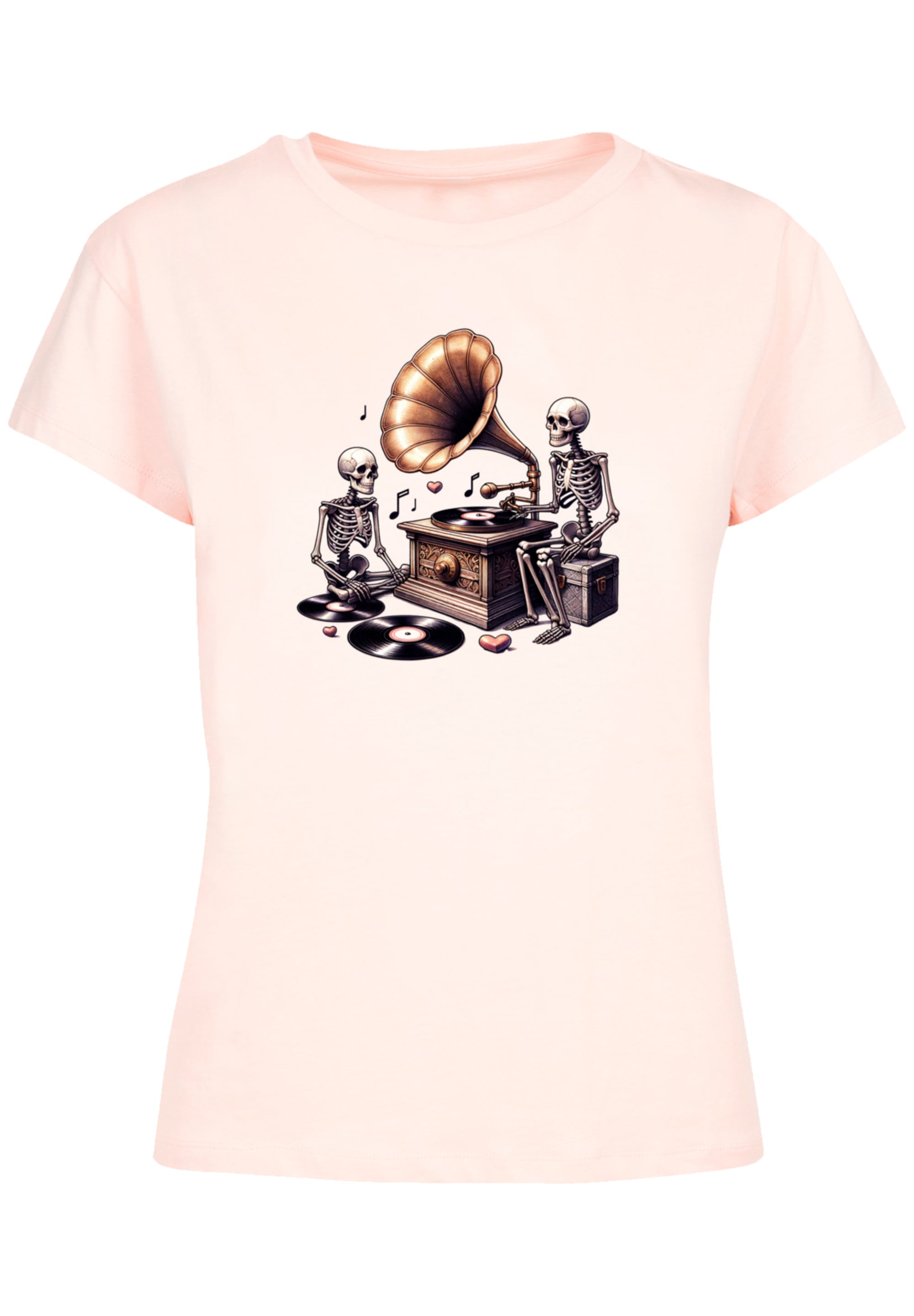 F4NT4STIC T-Shirt »Gothic Skeleton Vintage Plattenspieler«, Premium Qualität