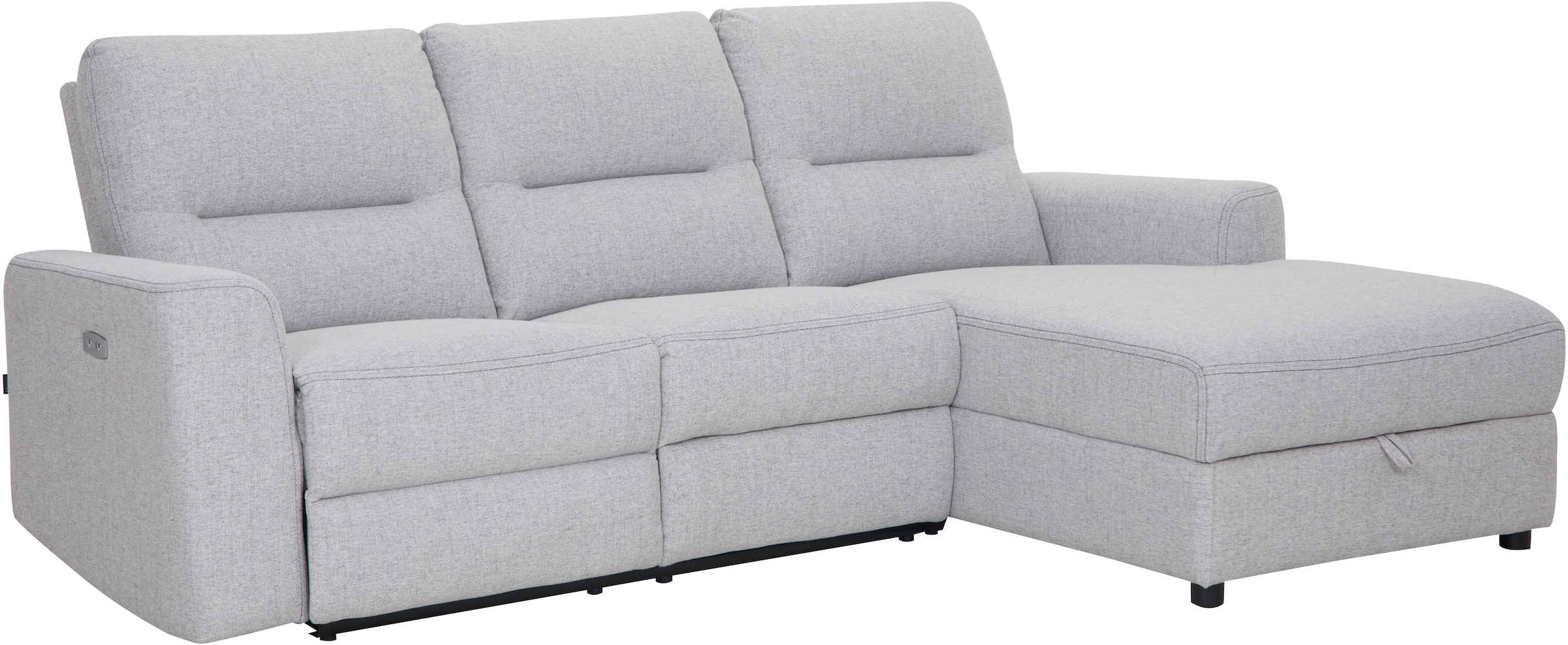 Home affaire Ecksofa »VENOIR, L-Form, 250 cm, manuelle u. elektrische Funktion (m. USB A/C)«, Stauraum unter der Recamiere, 2. Staufach, Federkern