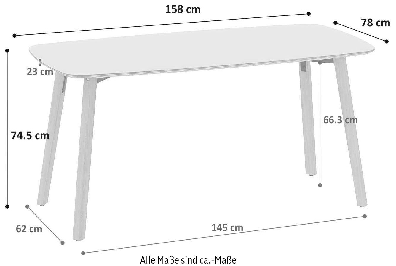 OTTO products Esstisch »Tables«, Füße BAUR Linoleum Eiche aus kaufen Beschichtung massiv, | mit schöner