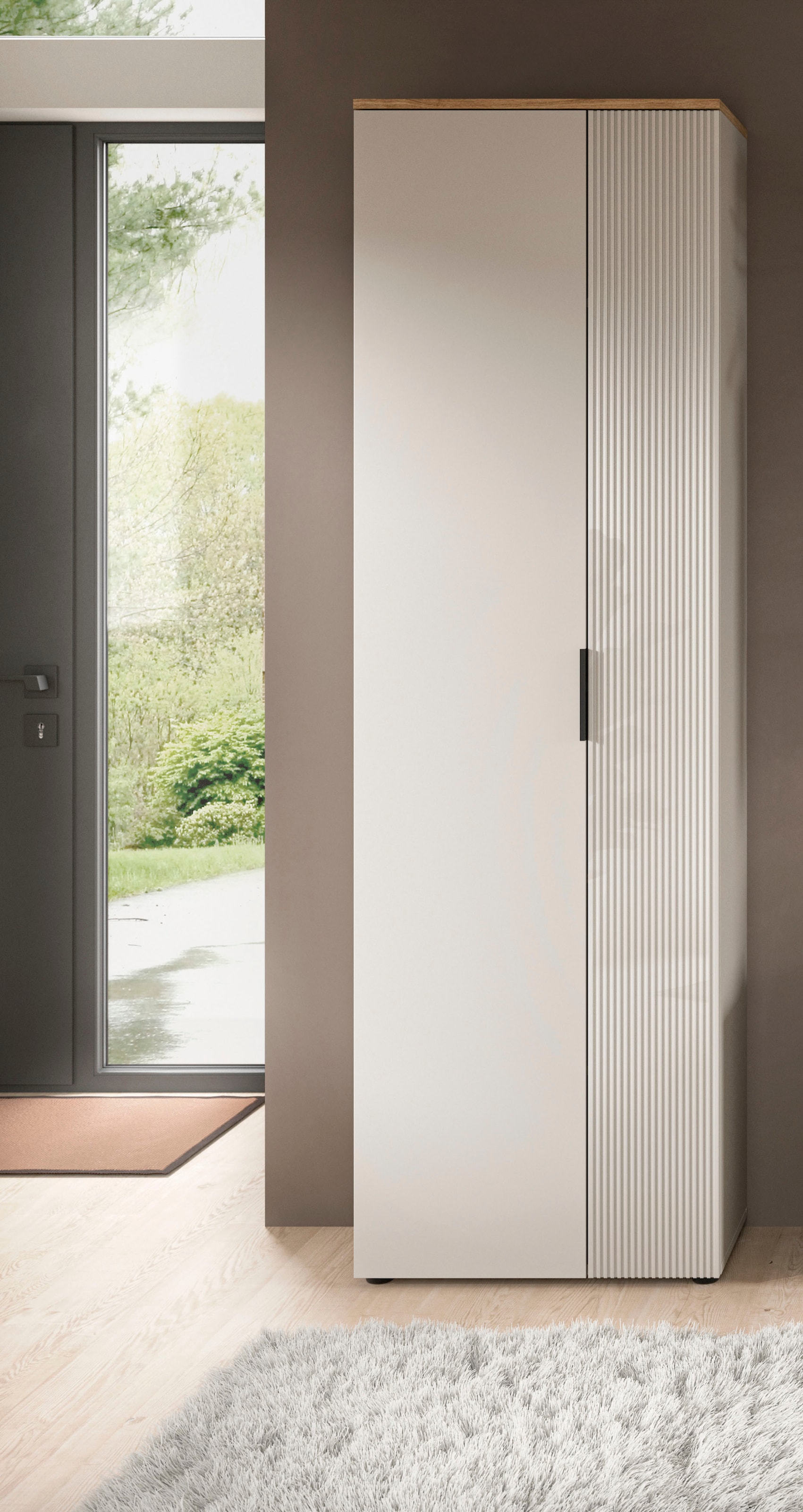 INOSIGN Garderobenschrank »EDIL, Höhe 190cm, 2 Türen, 5 Böden, 6 Fächer«, (moderne Farbkombination, Platz für ca. 18 Paar Schuhe), Kleiderschrank, Flurschrank, Hochschrank, Stauraumschrank