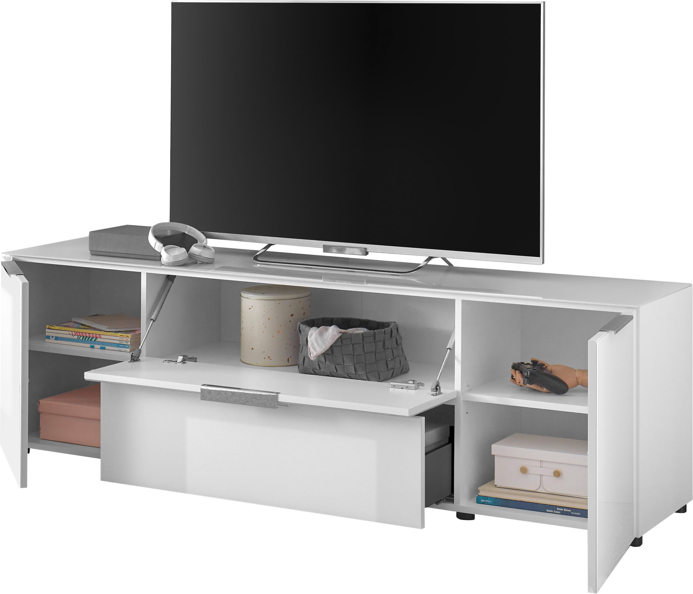 HBZ Lowboard »Santorin, BxHxT 180x99x40 cm«, (1 St.), Breite 180cm, Softclose für Türen und Schubkästen, Melaminbeschichtung