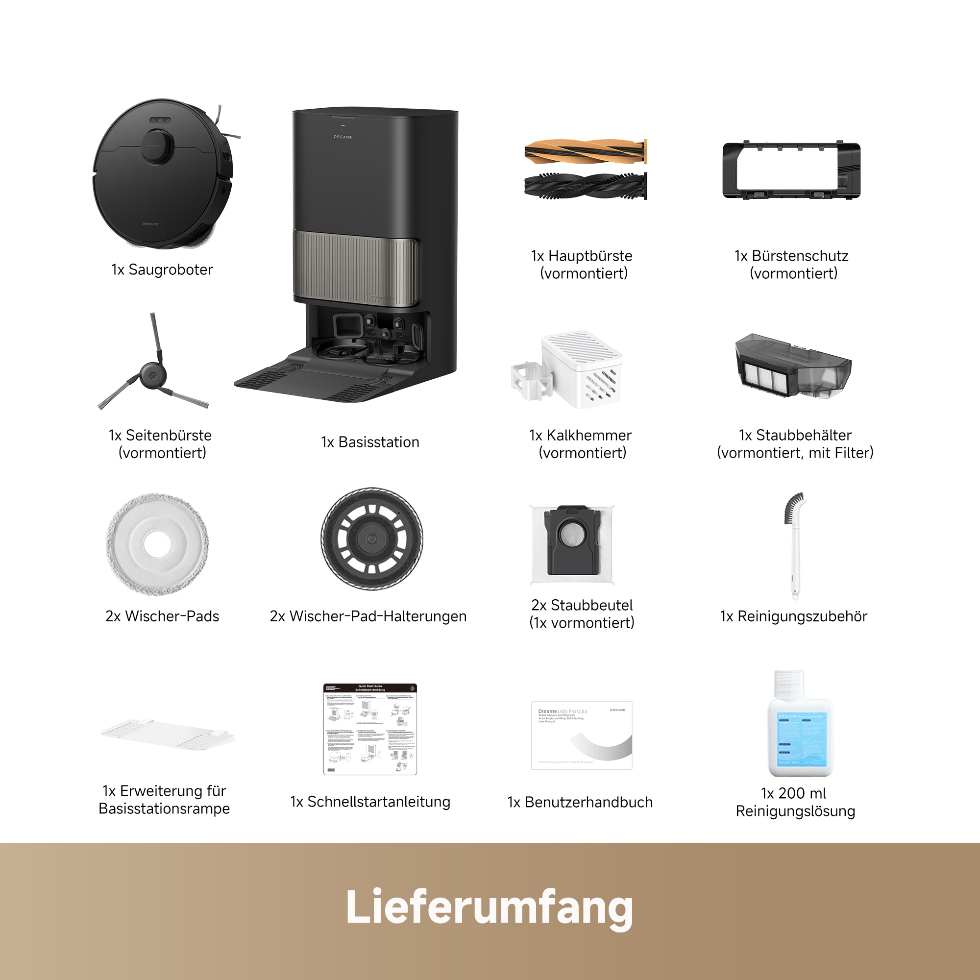 Dreame Saugroboter »L40s Pro Ultra, mit Wischfunktion«, 19.000Pa Saugkraft, Hindernisüberwindung (bis zu 4cm), Kamera mit KI