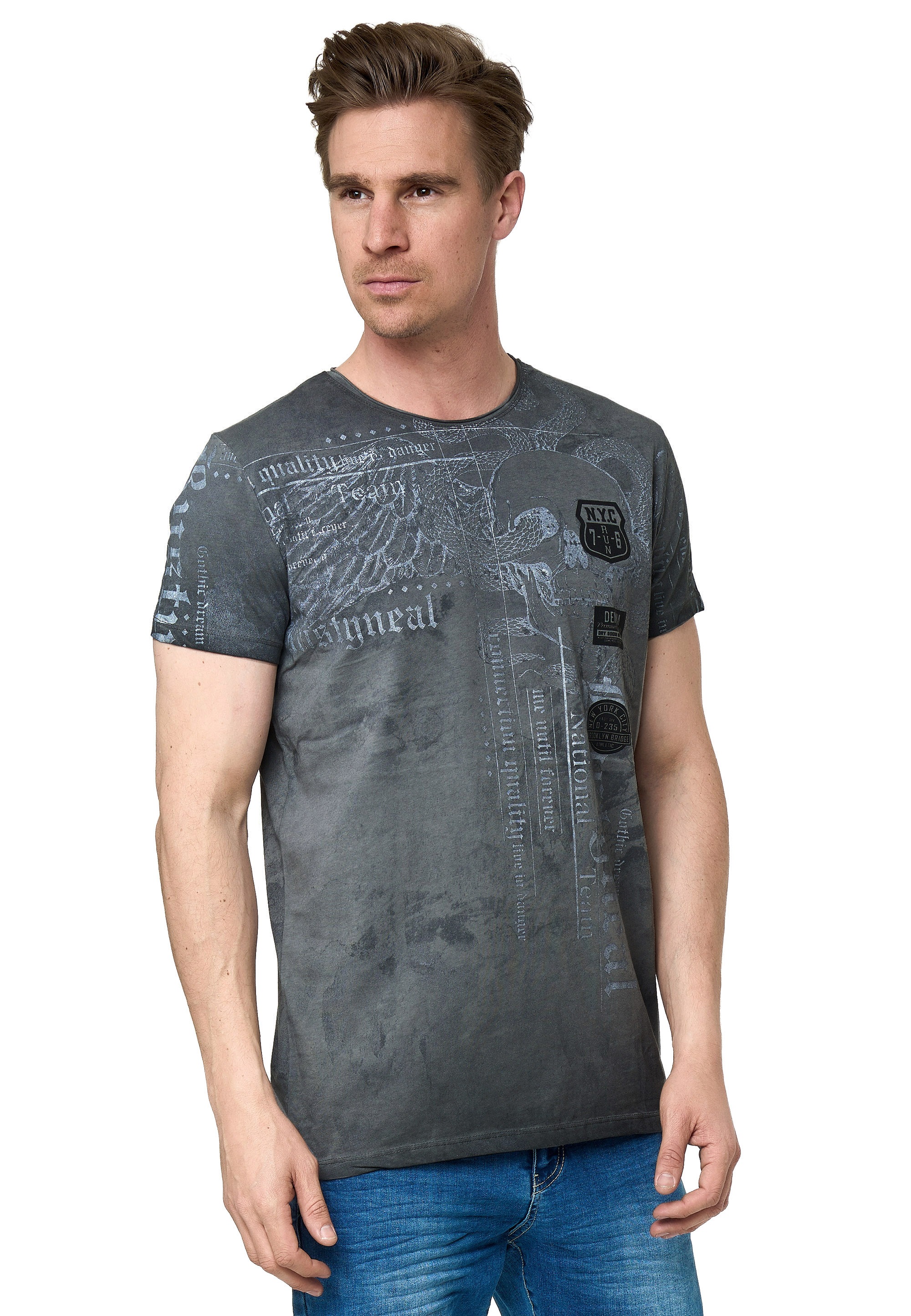 Rusty Neal T-Shirt, mit coolem Allover-Print
