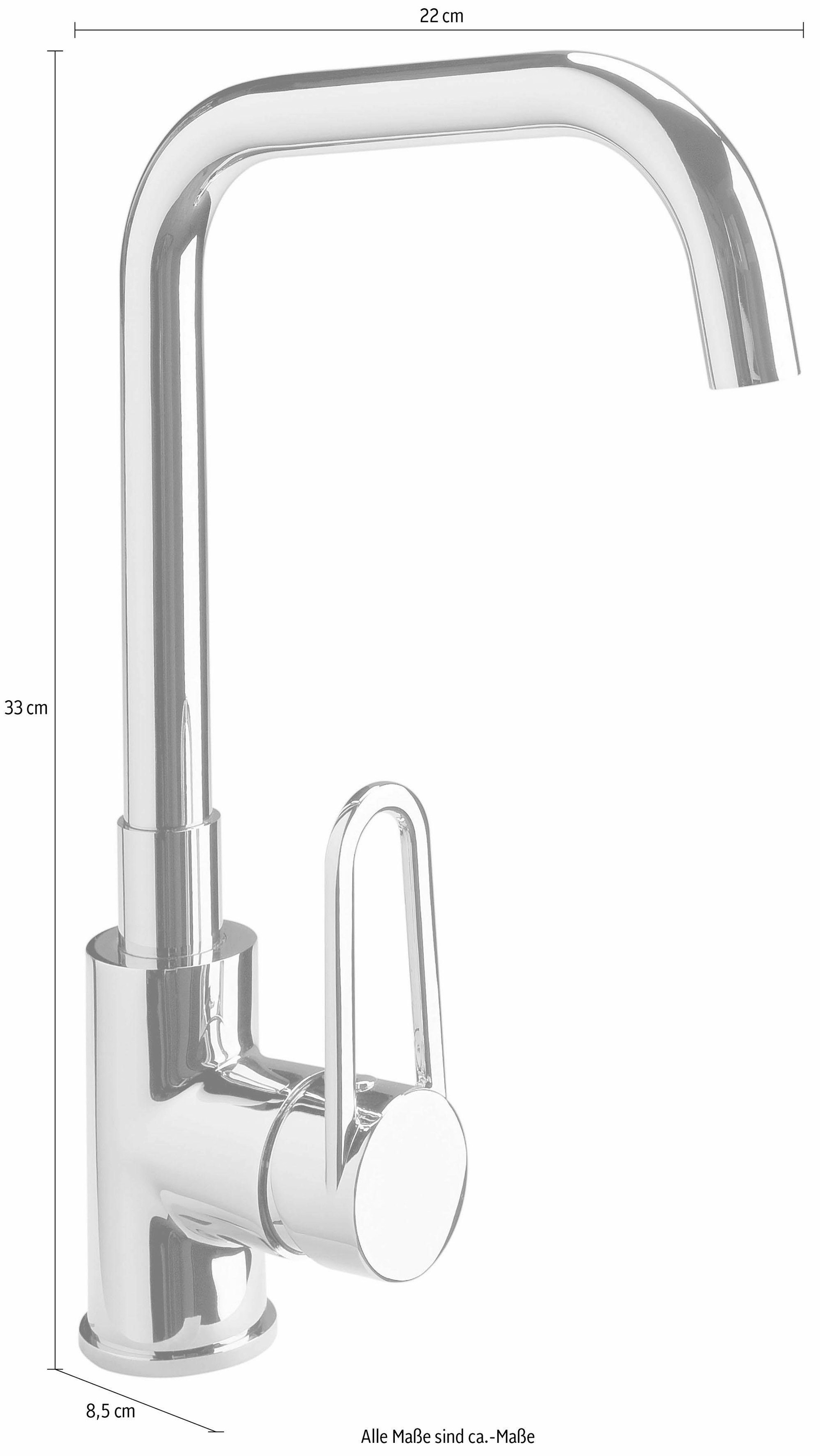 Eyckhaus kitchen & cooking Spültischarmatur »Design Ring«, mit Wassersparfunktion, 360° schwenkbare Mischbatterie, Hochdruck