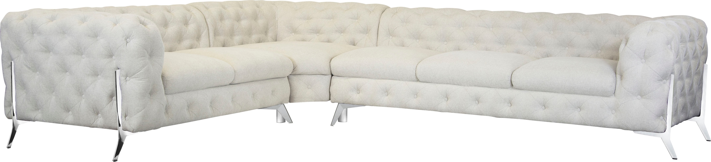 Leonique Chesterfield-Sofa "Amaury L-Form", großes Ecksofa, Chesterfield-Optik, Breite 323 cm, Fußfarbe wählbar