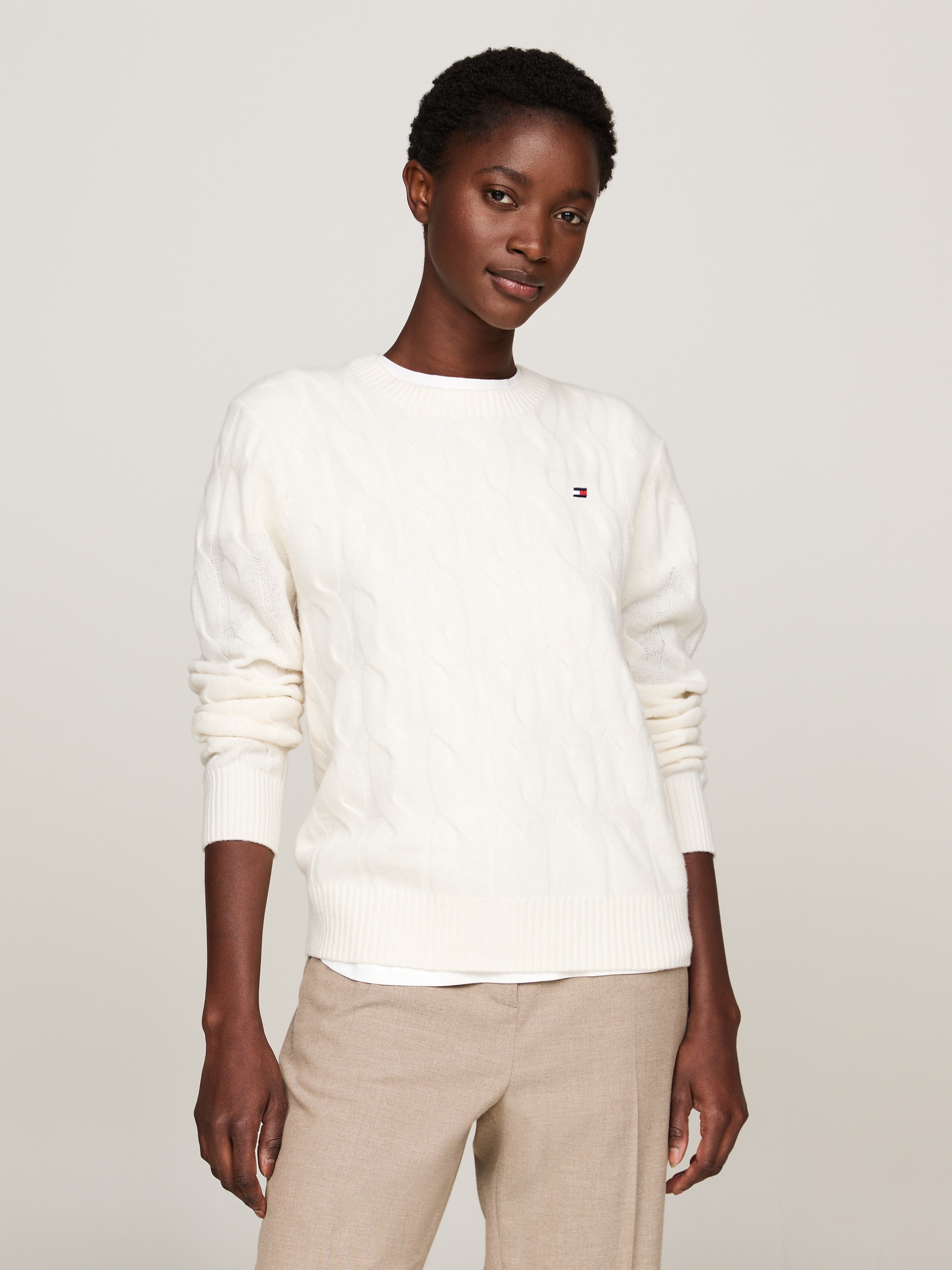 Tommy Hilfiger Strickpullover "SOFT WOOL CABLE C-NK", mit Zopfmuster, Rundh günstig online kaufen