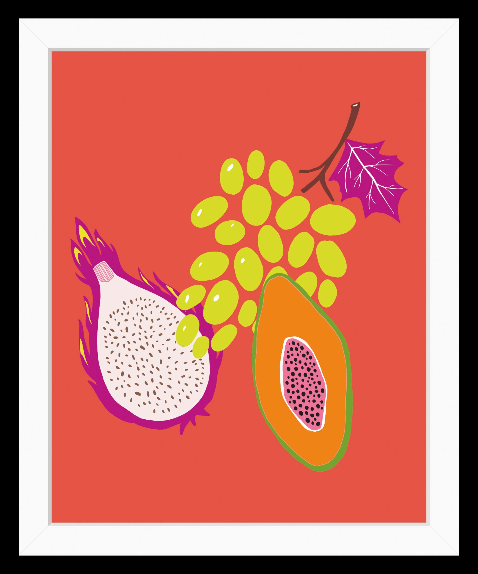 queence Bild »Neele«, Obst-Obst Bilder-Lebensmittel-Essen-Kunst-Figuren, (1 St.), HD Premium Poster-Druck inkl. Holzrahmen