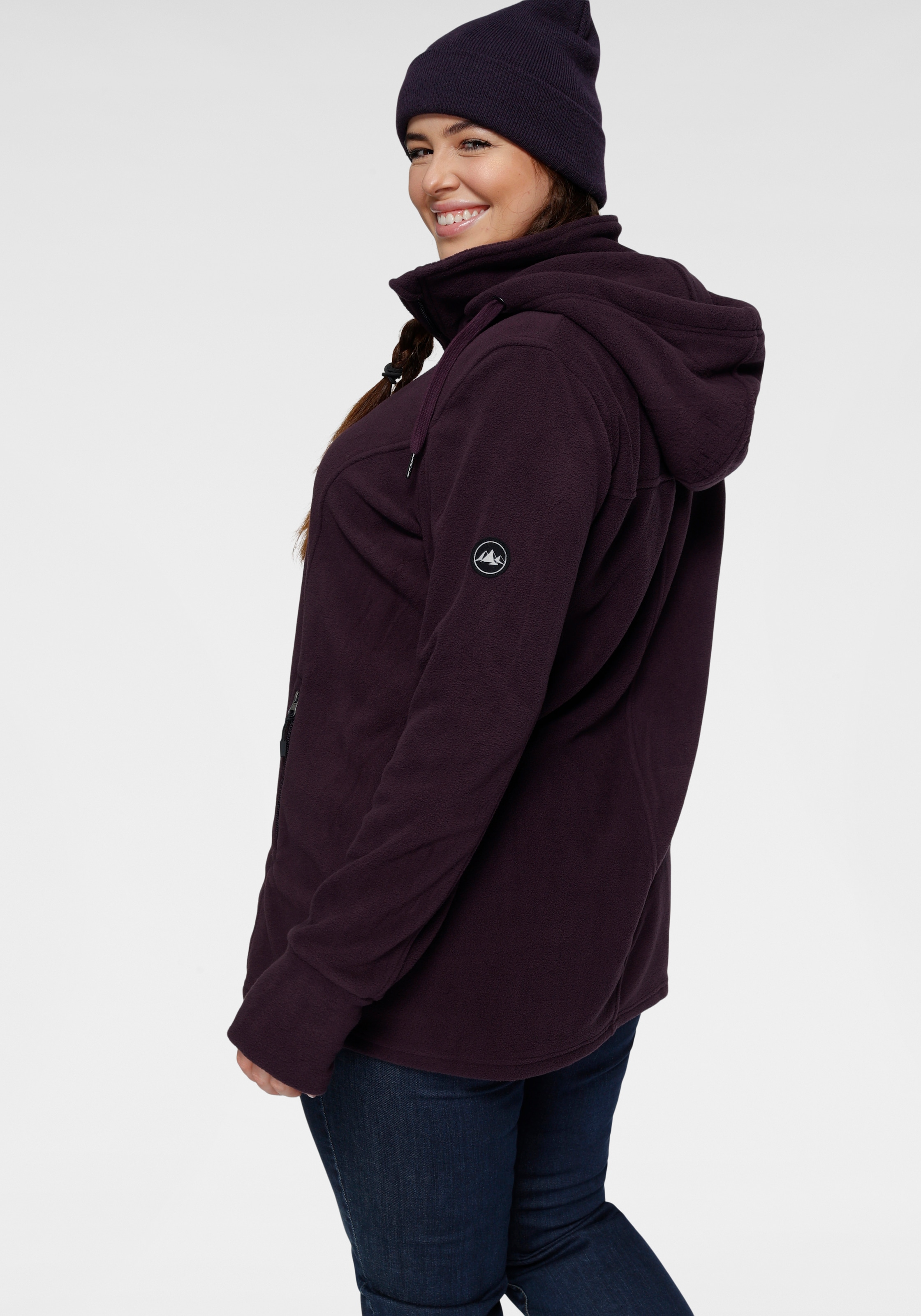 Polarino Fleecejacke, mit Kapuze, für kalte Tage, aus Fleece, sportlicher Stil, atmungsaktiv