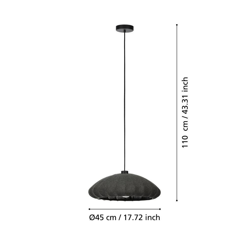EGLO Hängeleuchte »BARLASTON« E27 1 Stk. Pendelleuchte, Esszimmerlampe, Grau, Schwarz, Hängeleuchte, Ø 45cm