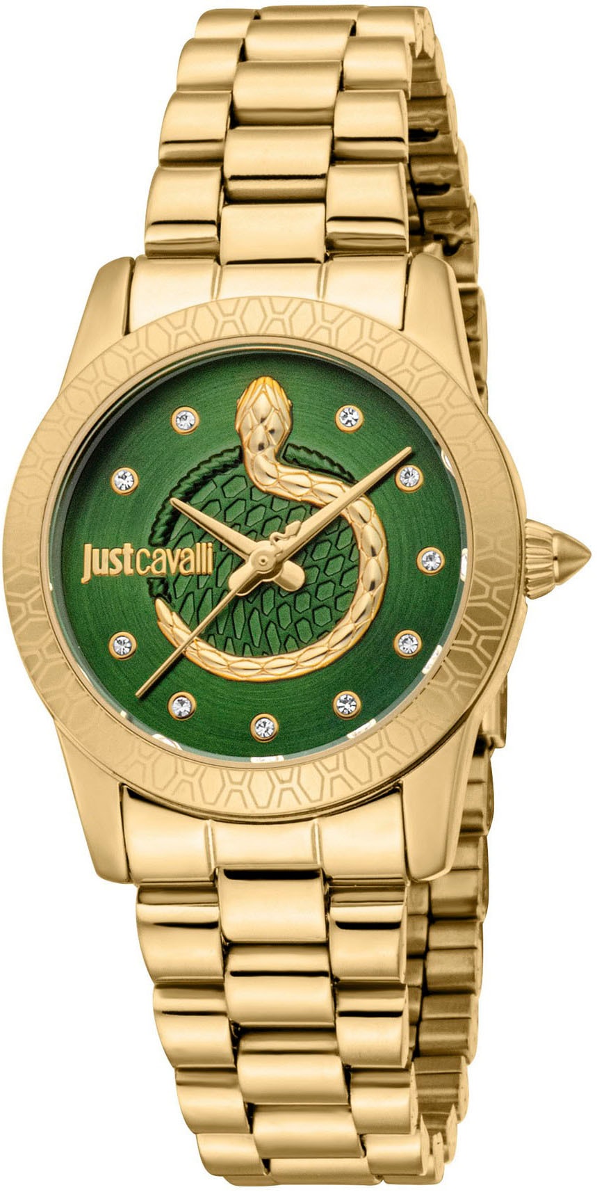Just Cavalli Time Quarzuhr »Snake«, (Set, 2 tlg., mit passendem Schmuckarmband), Armbanduhr, Damenuhr, Edelstahlarmband, Ideal auch als Geschenk