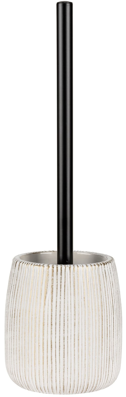 WENKO WC-Garnitur »Pascoli« aus Edelstahl | Keramik | Kunststoff Toilettenbürste mit Abdeckung, Behälter aus Keramik mit Goldakzenten