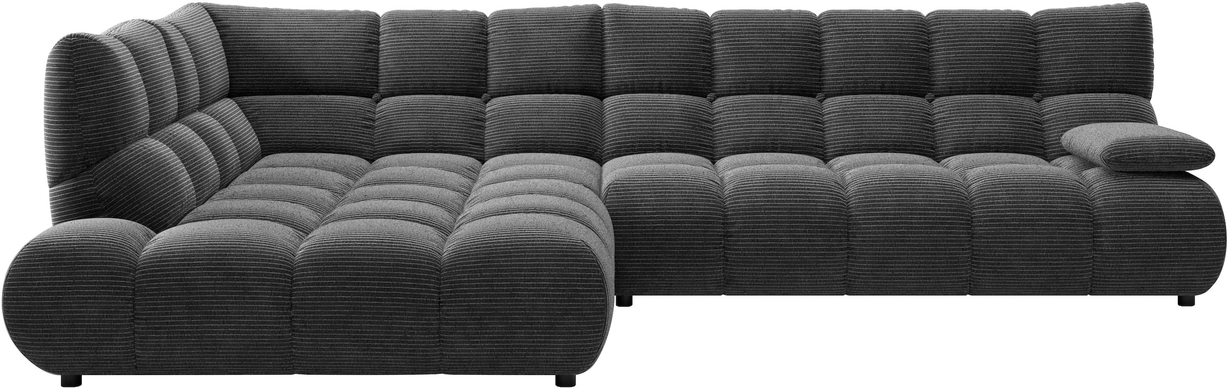 Home affaire Ecksofa "Cozy Bubble, mit klappbarer Armlehne, Breite 324 cm" mit eleganter Steppung, Rundumbezug & weicher Polsterung