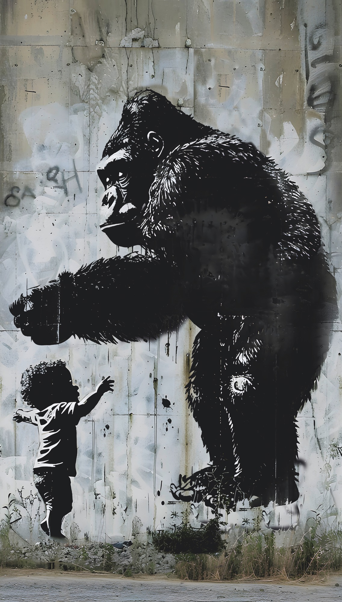 living walls Vliestapete »Fototapete Urban Art Gorilla Kind erweiterbar« Kunst strukturiert