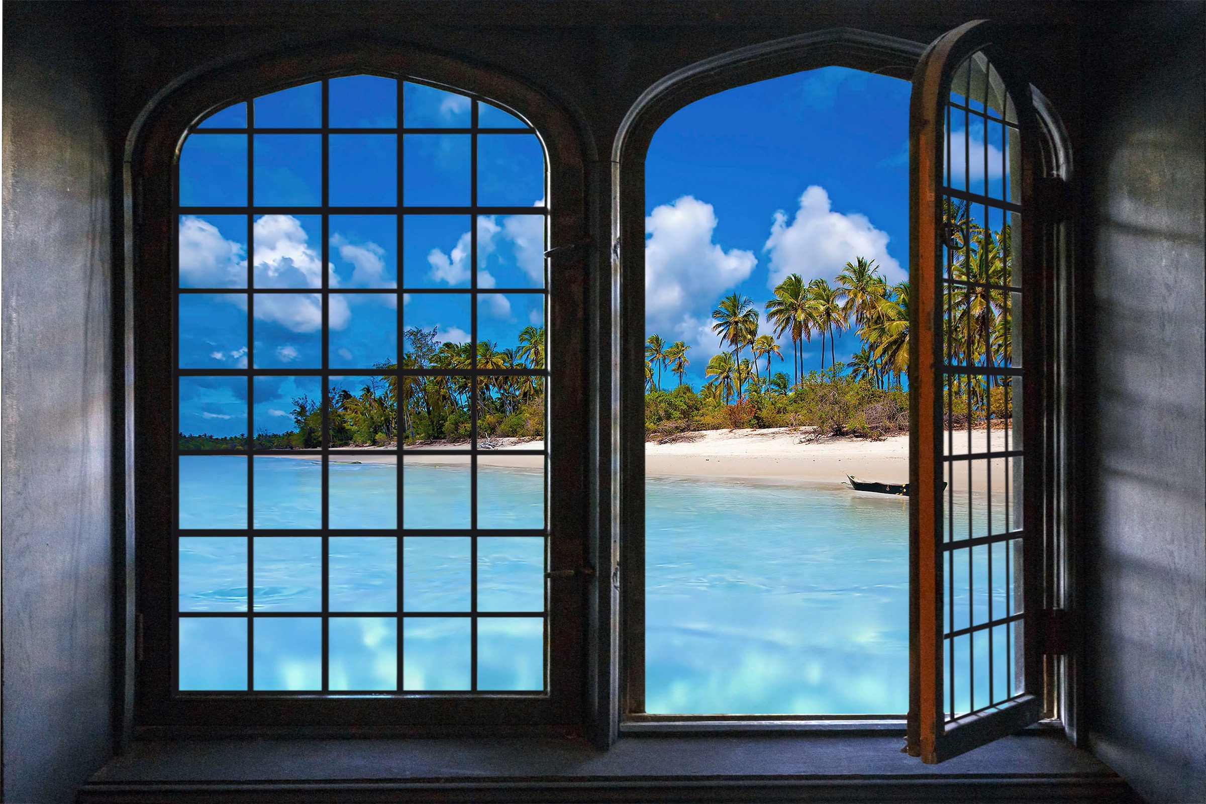 queence Wandsticker »Südsee«, Wandsticker, Wandbild, selbstklebend, 3D, Fenster