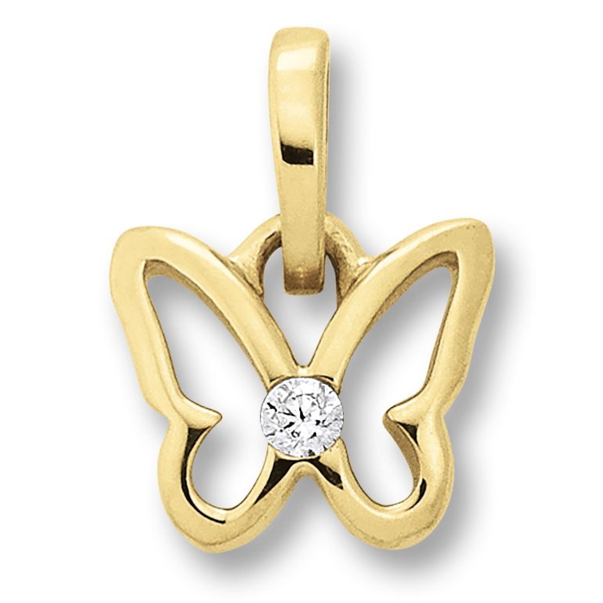 ONE ELEMENT Kettenanhänger »Zirkonia Schmetterling Anhänger aus 333 Gelbgold«, Damen Gold Schmuck Schmetterling