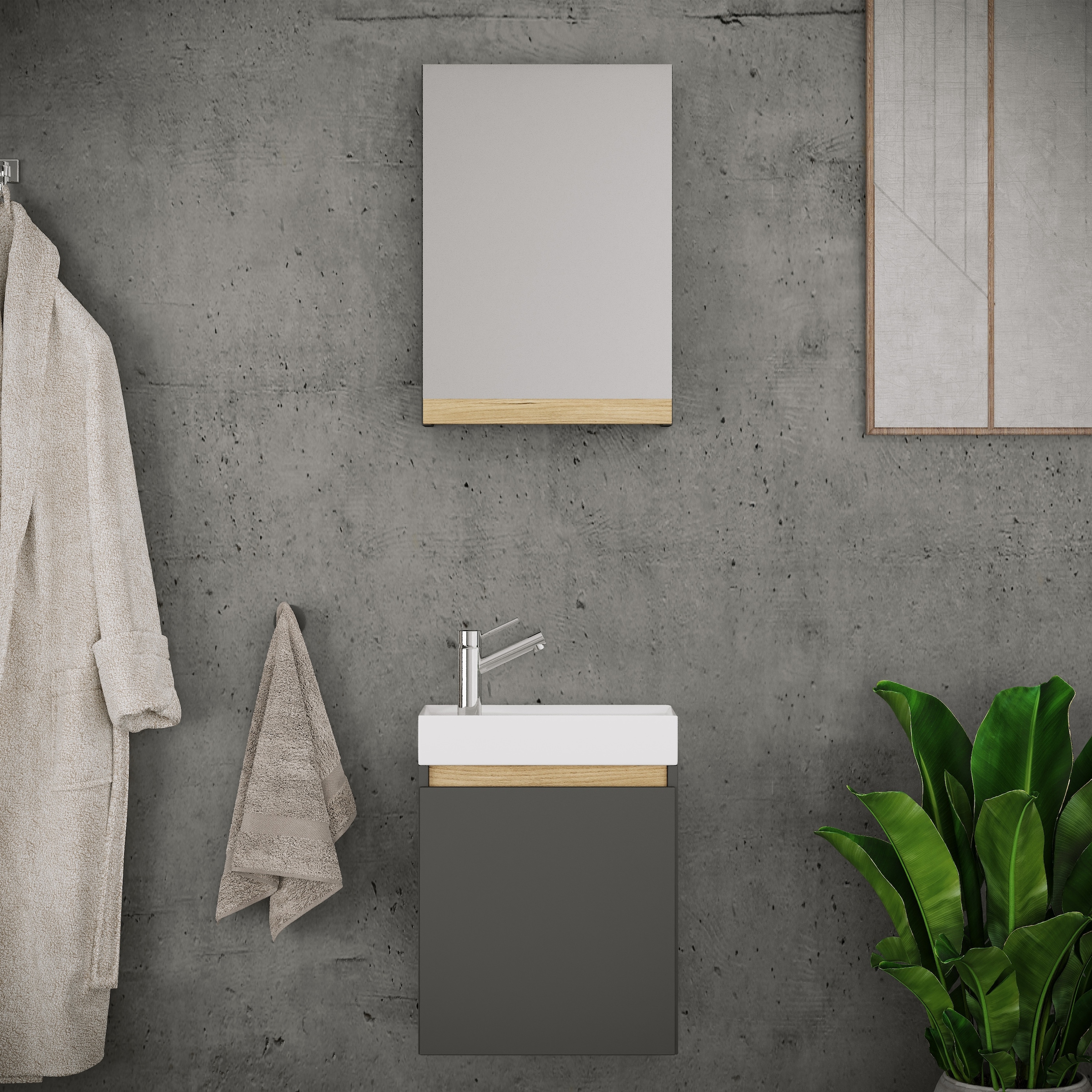 VCM Waschtisch »3 tlg. Hängeschrank Gäste-WC Waschbecken Softclose Cosila« 2 Stk. tlg.