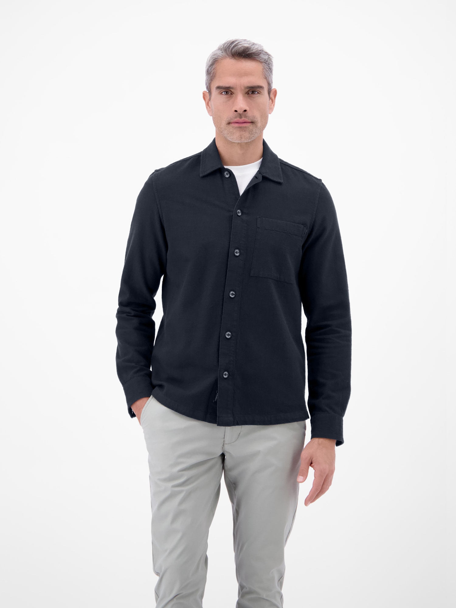 LERROS Langarmhemd »Overshirt aus 100 % Baumwolle, unifarben«