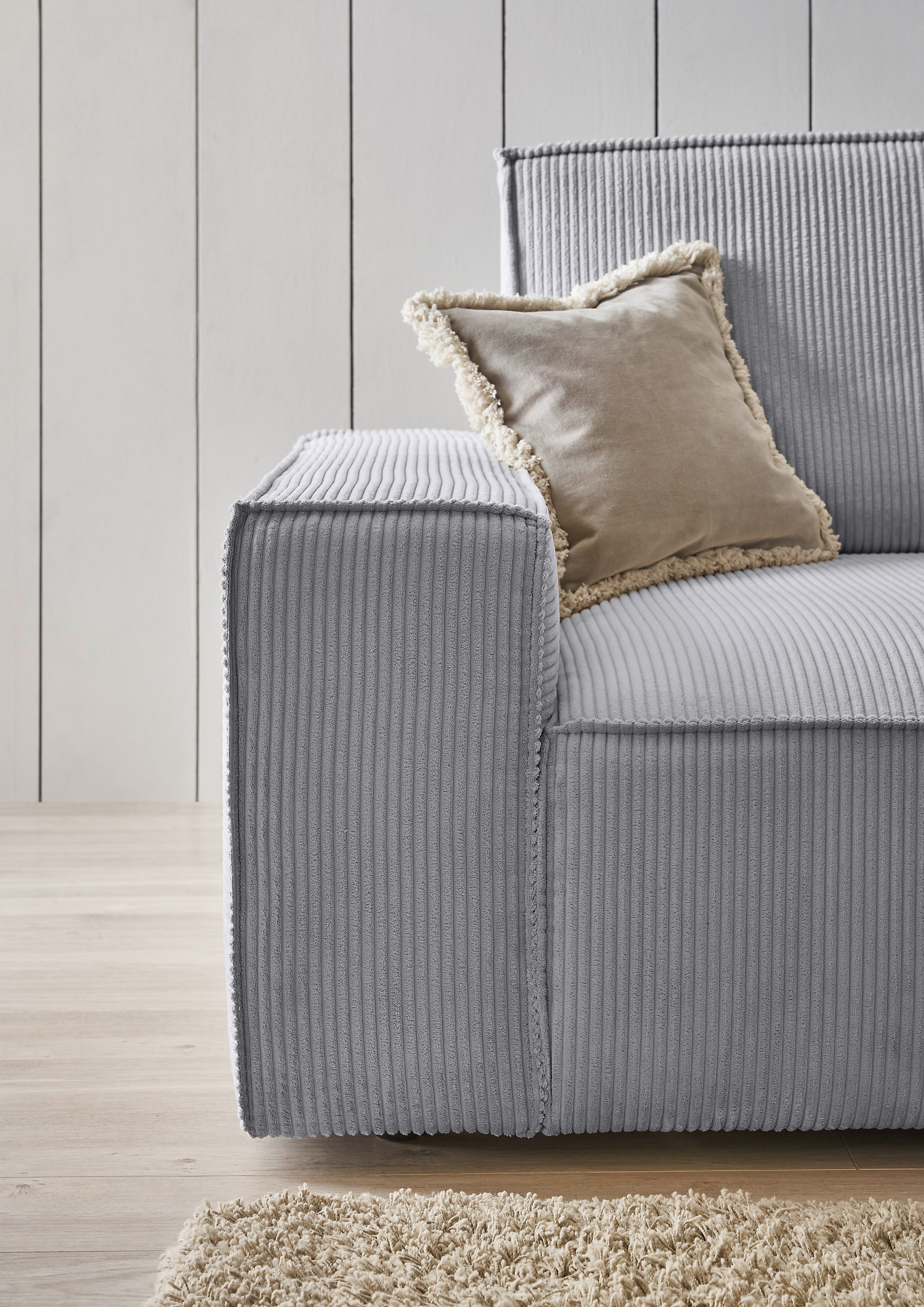 Home affaire Ecksofa »NEU: SHERWOOD XXL 284, Big-Sofa L-Form, tiefe Sitzfläche 95 cm, Cord«, Recamiere rechts/links, als Schlafsofa stellbar, Cord u. Leinenoptik