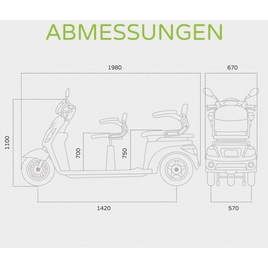 ECONELO Elektromobil »Seniorenmobil S2000«, 1000 W, 25 km/h, (1 tlg.)